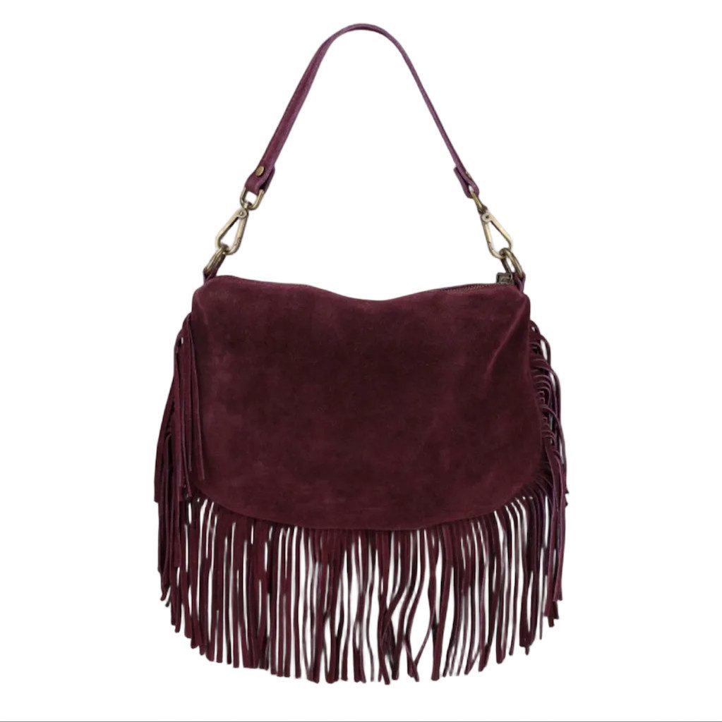 BZNA Schultertasche Siefra wildleder Handtasche mit Fransen, Fransen