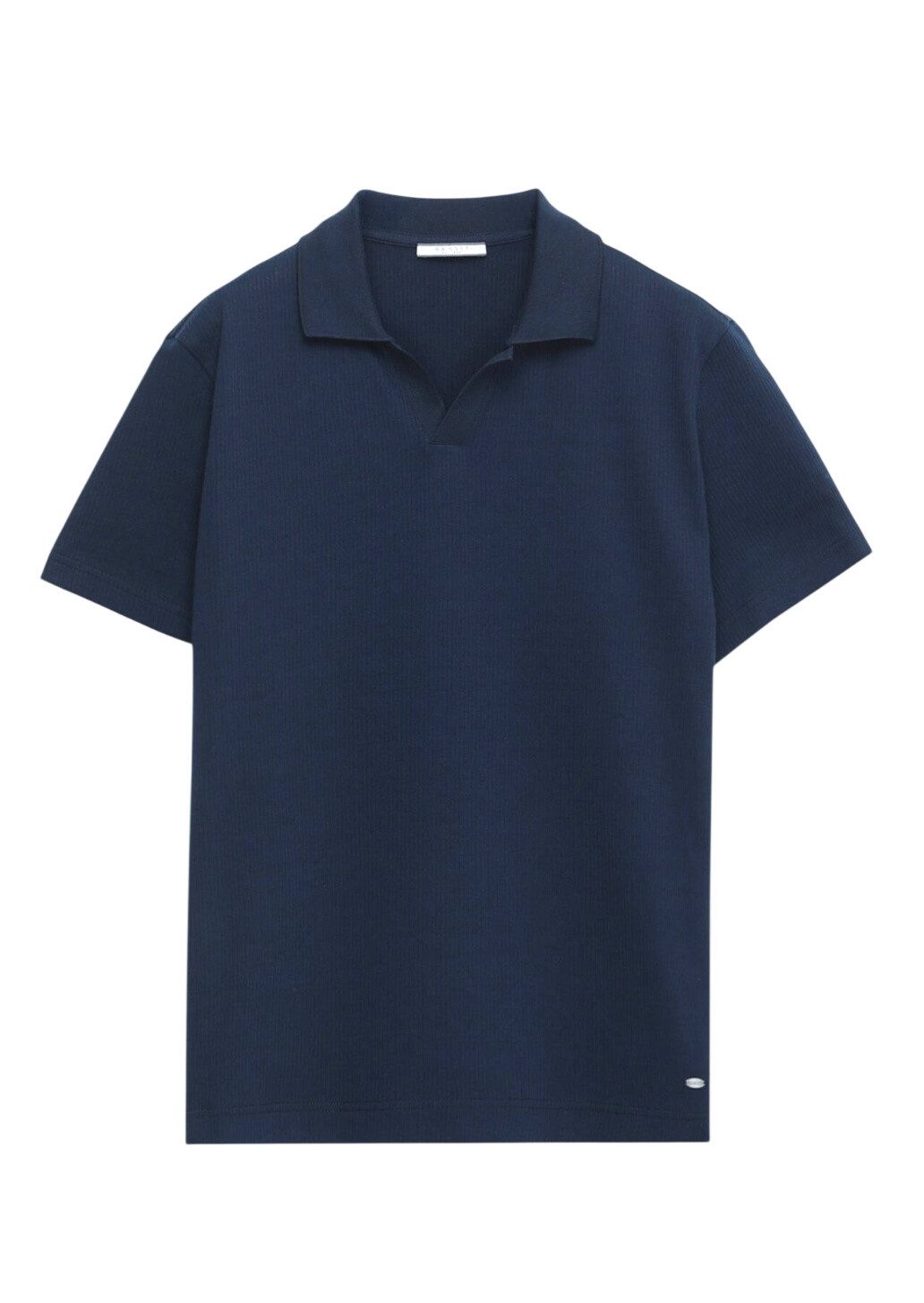 T-Shirt Marineblaues Ripp-T-Shirt aus 100% Baumwolle