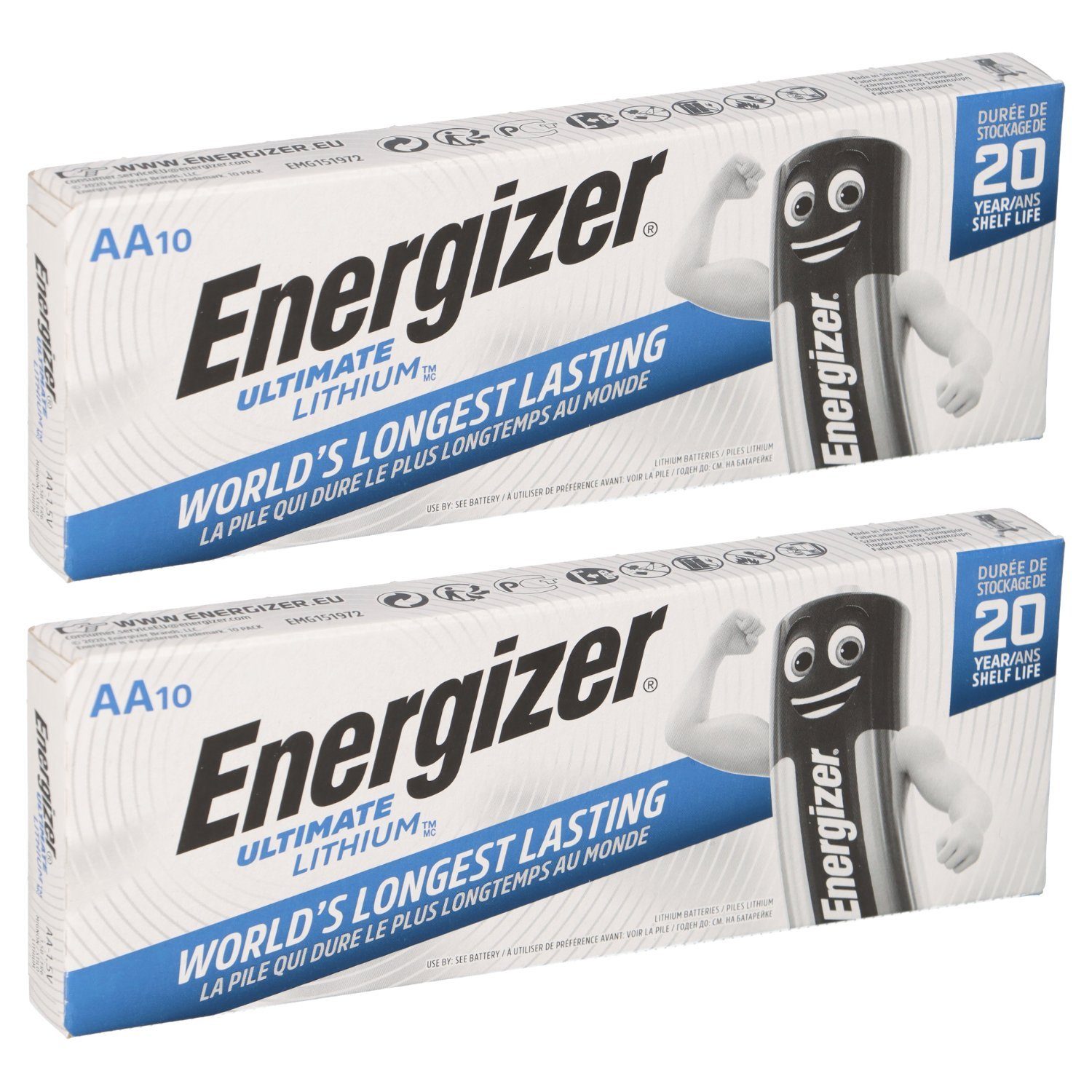 20x Energizer Ultimate Batterie Lithium LR06 1.5V AA Mignon L91 Batterie