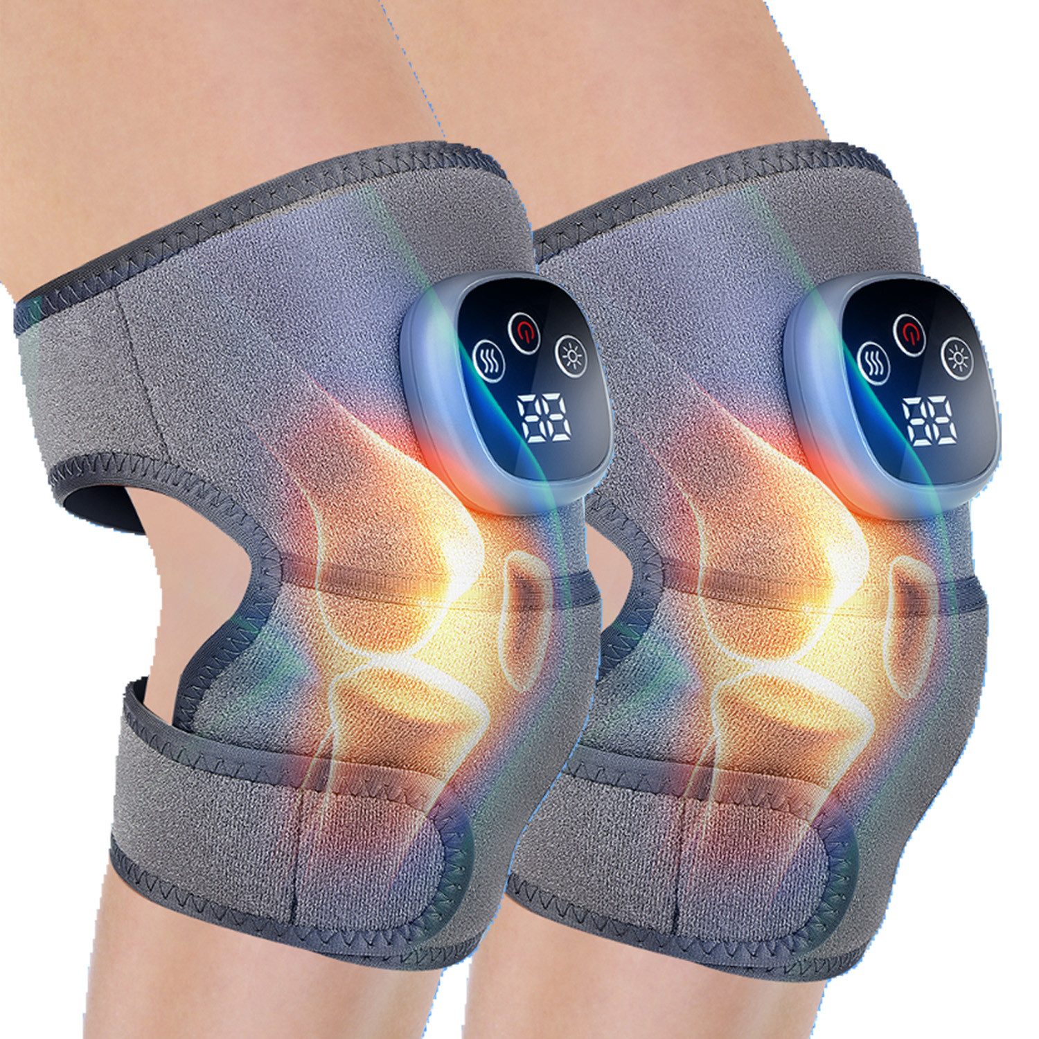 Fußmassagegerät Kniemassagegerät 2er Set mit Wärme, Vibration, LCD & kabellos nutzbar
