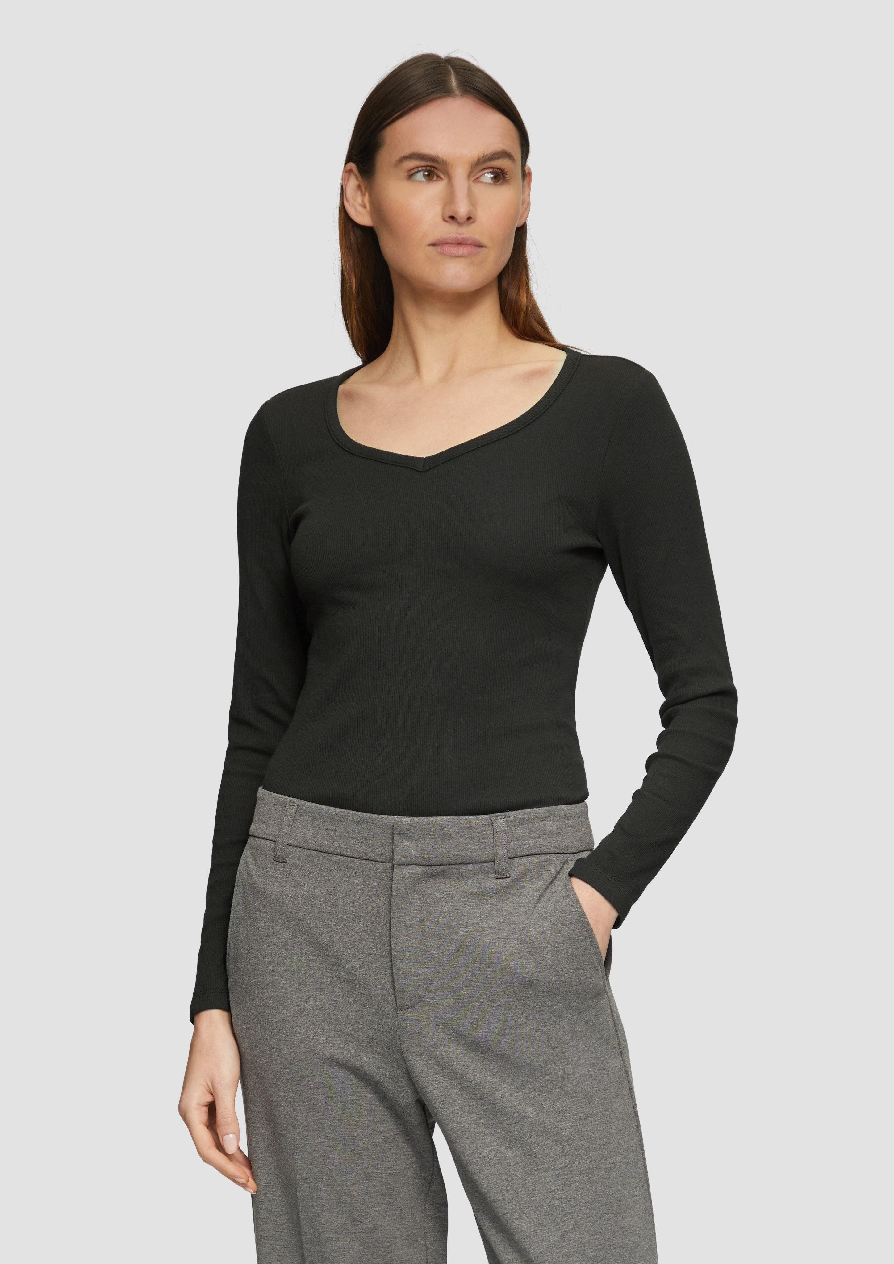 s.Oliver Langarmshirt Feines Jersey-Longsleeve mit Rippstruktur günstig online kaufen