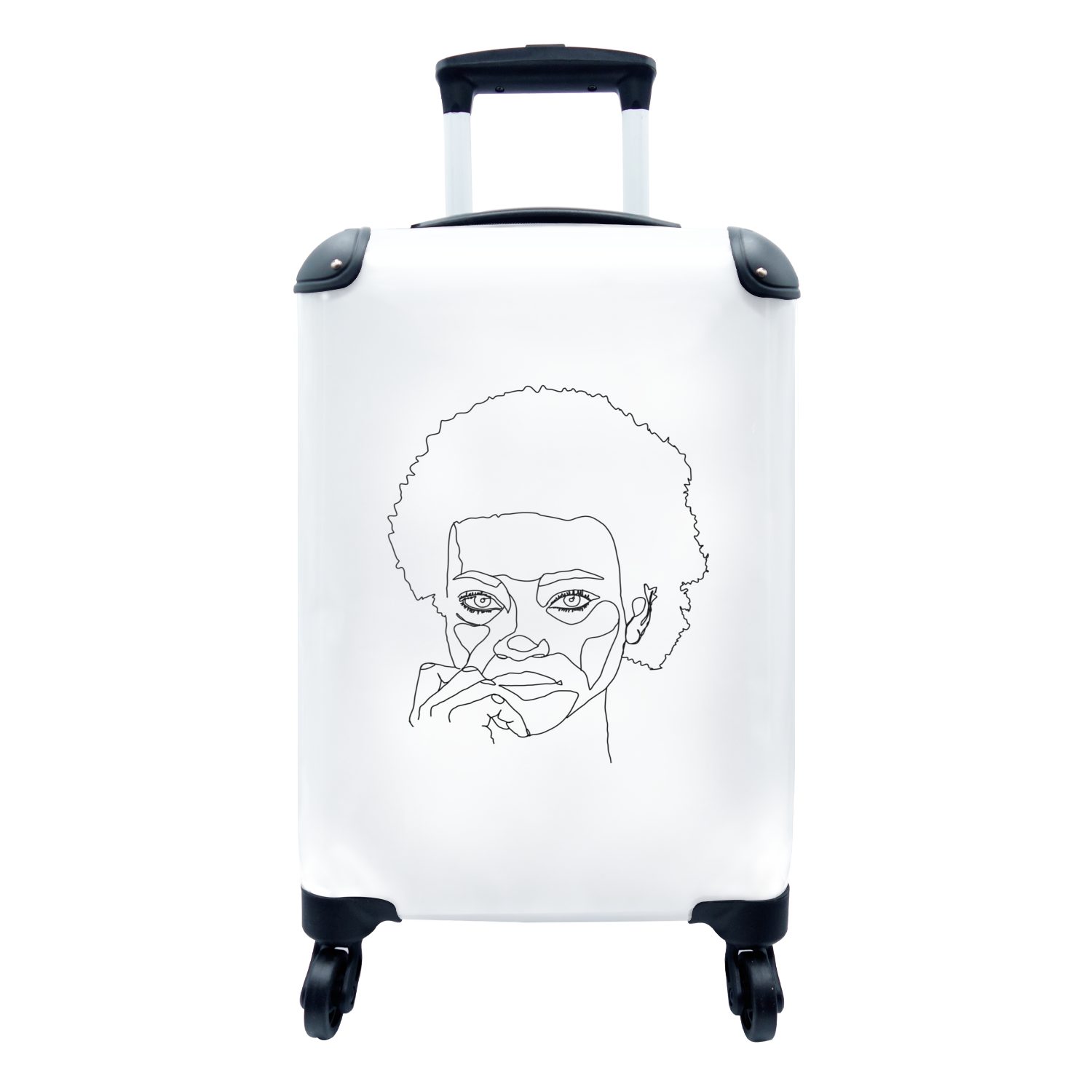MuchoWow Handgepäckkoffer Frauen - Strichzeichnung - Gesicht, 4 Rollen, Reisetasche mit rollen, Handgepäck für Ferien, Trolley, Reisekoffer | Handgepäck-Koffer