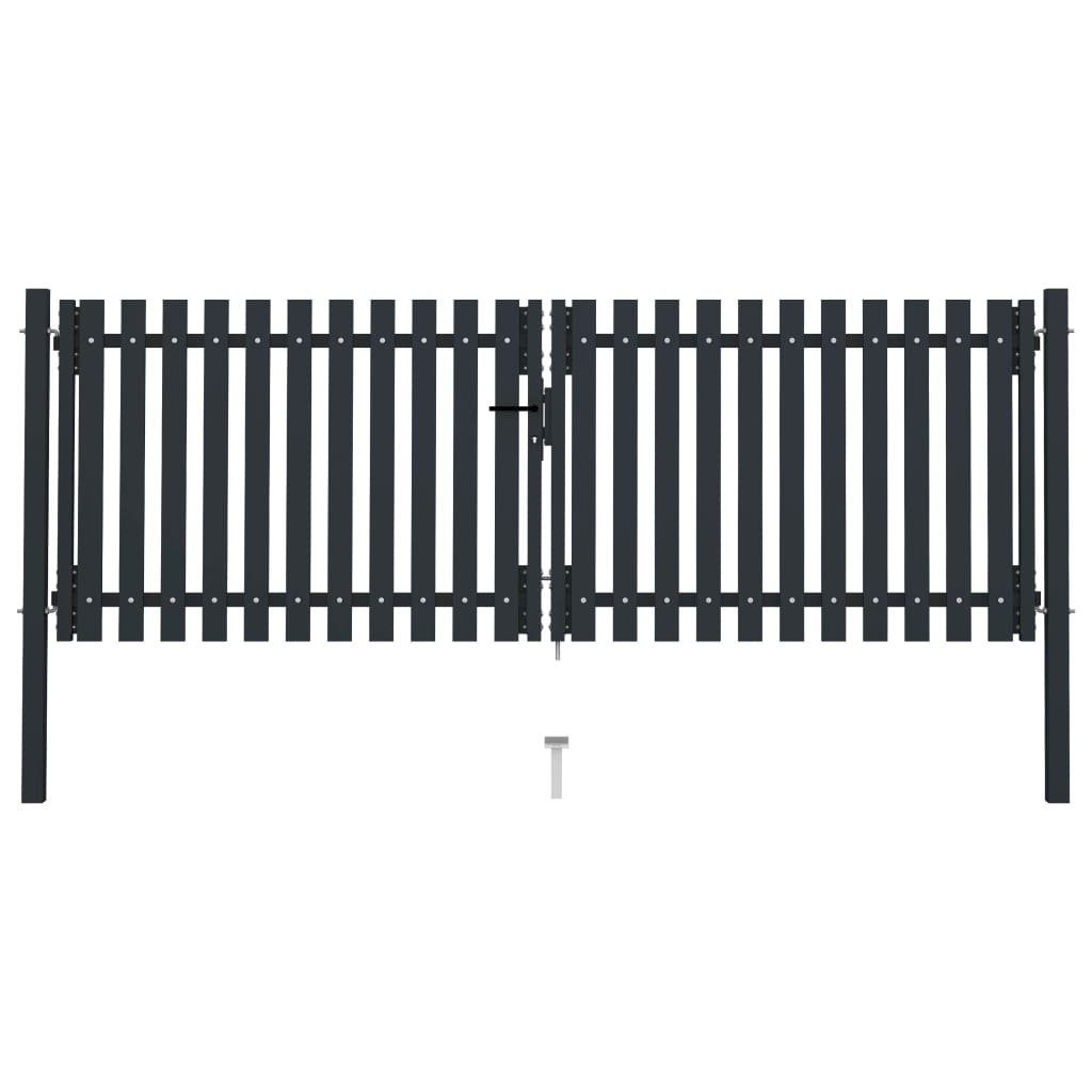 vidaXL Gartentor »Doppelflügel Zauntor Stahl 306x150 cm Anthrazit