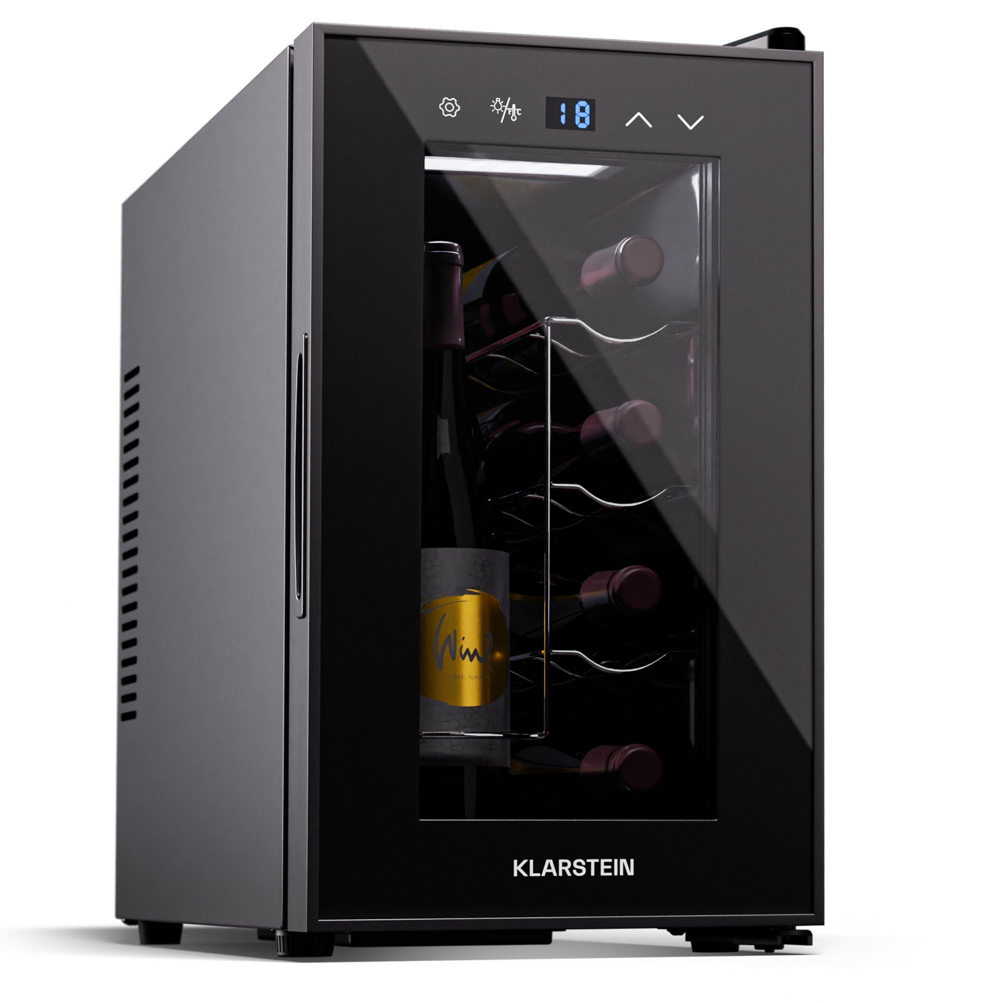 Klarstein Weinkühlschrank Shiraz, für 8 Standardflaschen á 0,75l,Wein Flaschenkühlschrank Weintemperierschrank Weinschrank Kühlschrank
