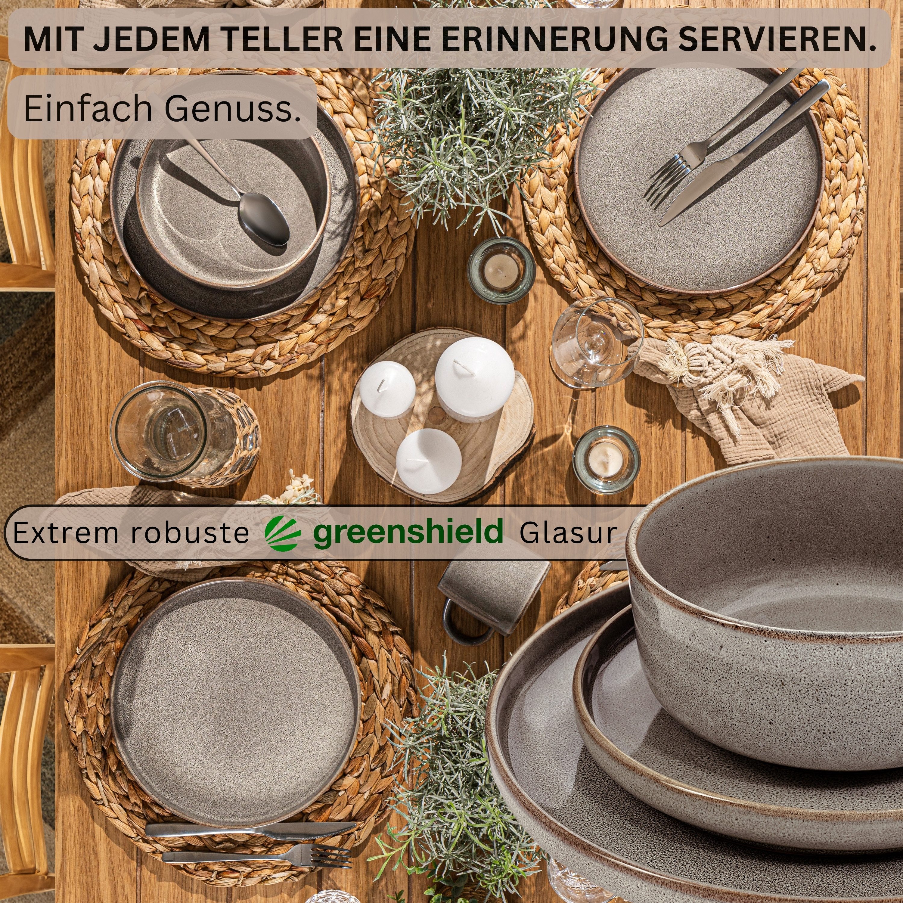SÄNGER Tafelservice Kairo (18-tlg), 6 Personen, Steingut, Tafelservice Kairo Graphit, Handmade, VALUE COLLECTION