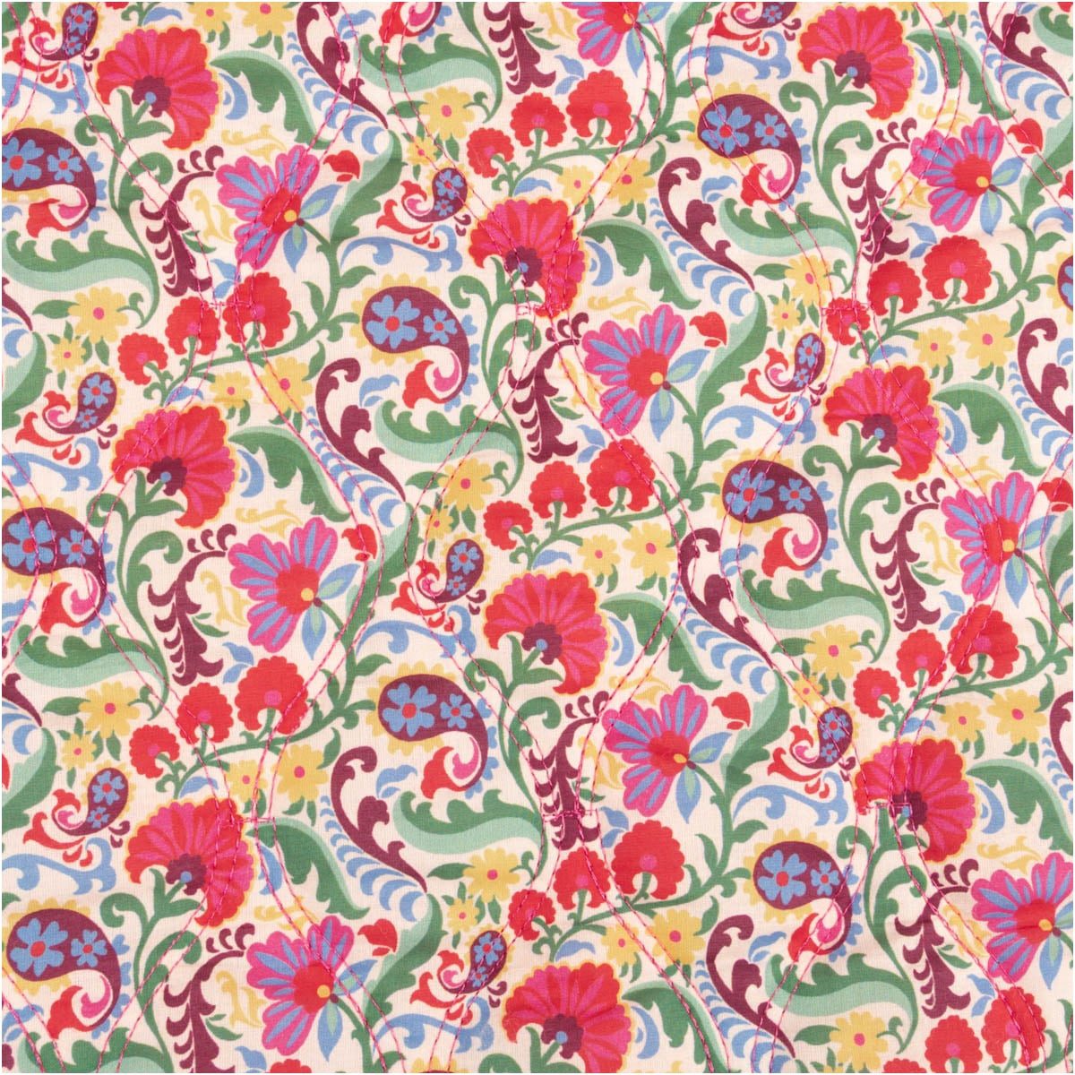 SCHÖNER LEBEN. Stoff Steppstoff Meterware Baumwollstoff Voile Blumen Streifen bunt 135cm, bestickt