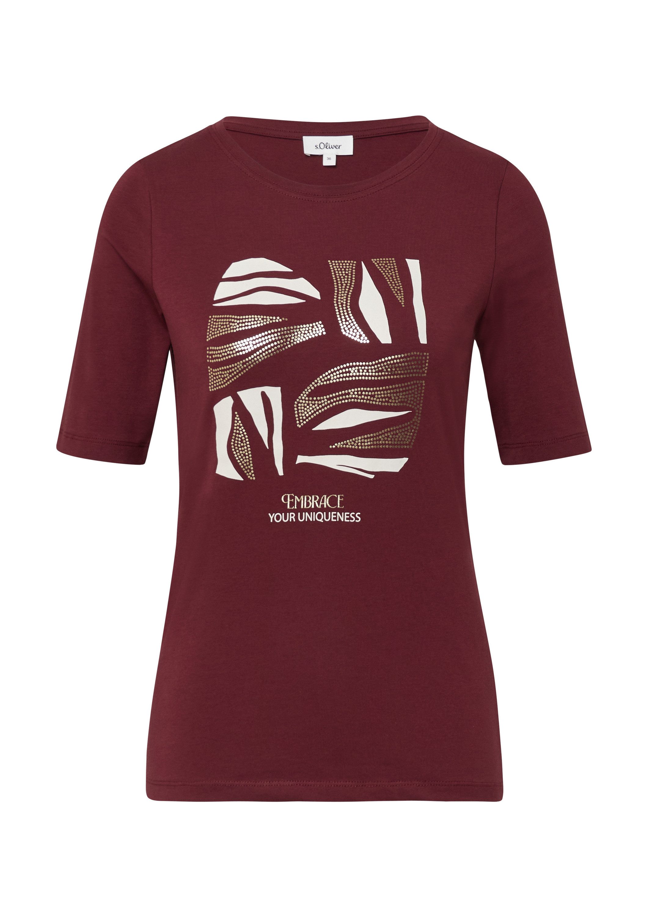 s.Oliver Kurzarmshirt T-Shirt Jersey-T-Shirt im Slim Fit mit Frontprint günstig online kaufen