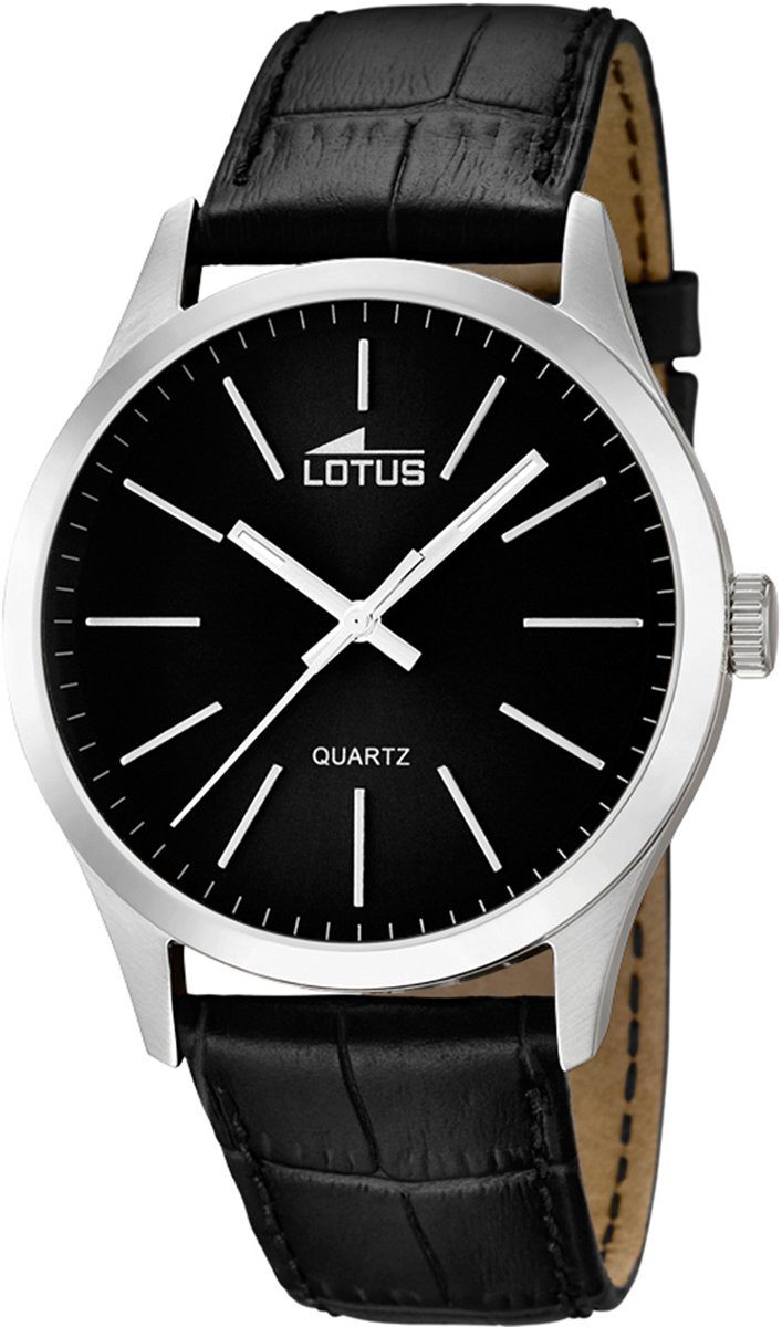 Lotus Quarzuhr Lotus (ca. Herren L15961/3 schwarz Casual Lederarmband Herren Armbanduhr Uhr Leder, rund, 42mm), groß
