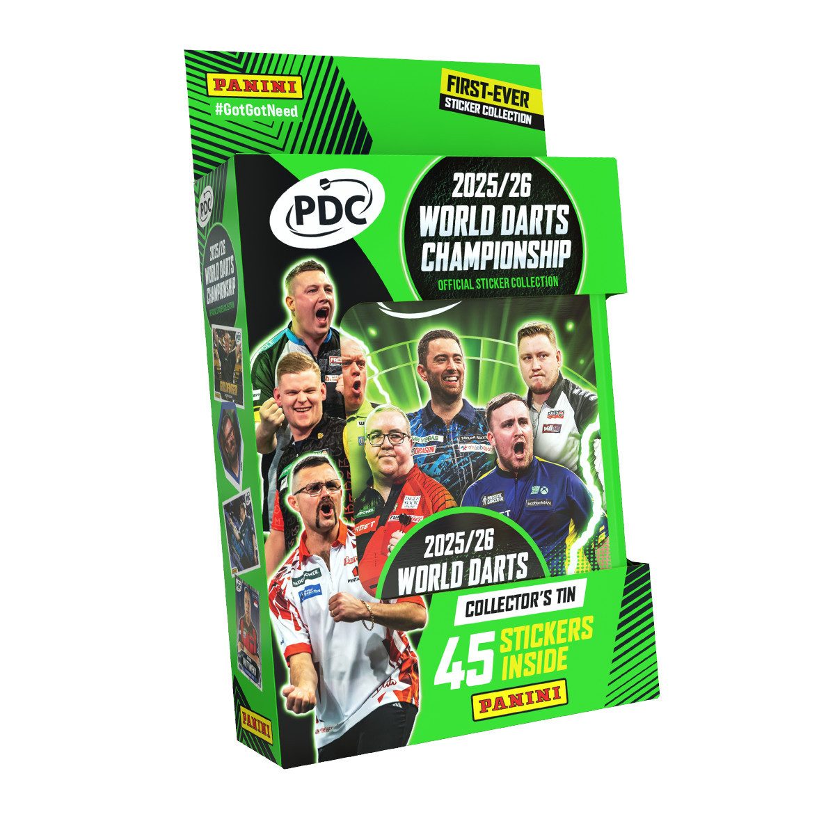 Panini Sammelkarte Darts PDC World Championship Sticker 2026 - 1 Sticker Tin Dose