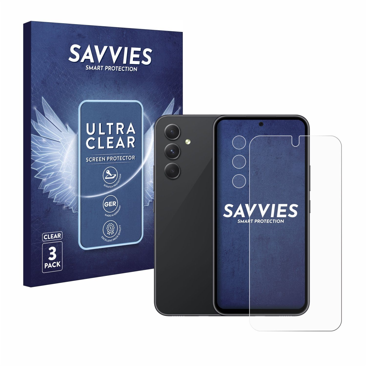 Savvies Displayschutzfolie Schutzfolie für Samsung Galaxy A54 5G (Display+Kamera), 6 Stück, Displayschutz Schutz Folie Klar Transparent