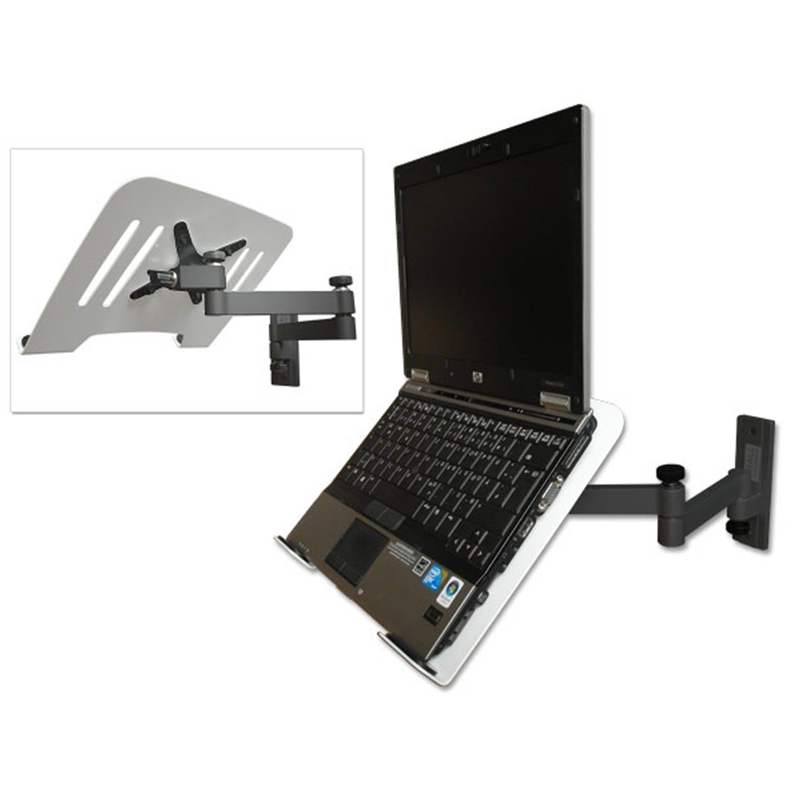 Drall Instruments L52B-IP3W TV-Wandhalterung, (2-tlg., Notebookhalterung Laptophalterung mit schwarz weiß) Wandhalterung