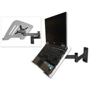 Drall Instruments L52B-IP3W TV-Wandhalterung, (2-tlg., Wandhalterung schwarz mit Notebookhalterung Laptophalterung weiß)