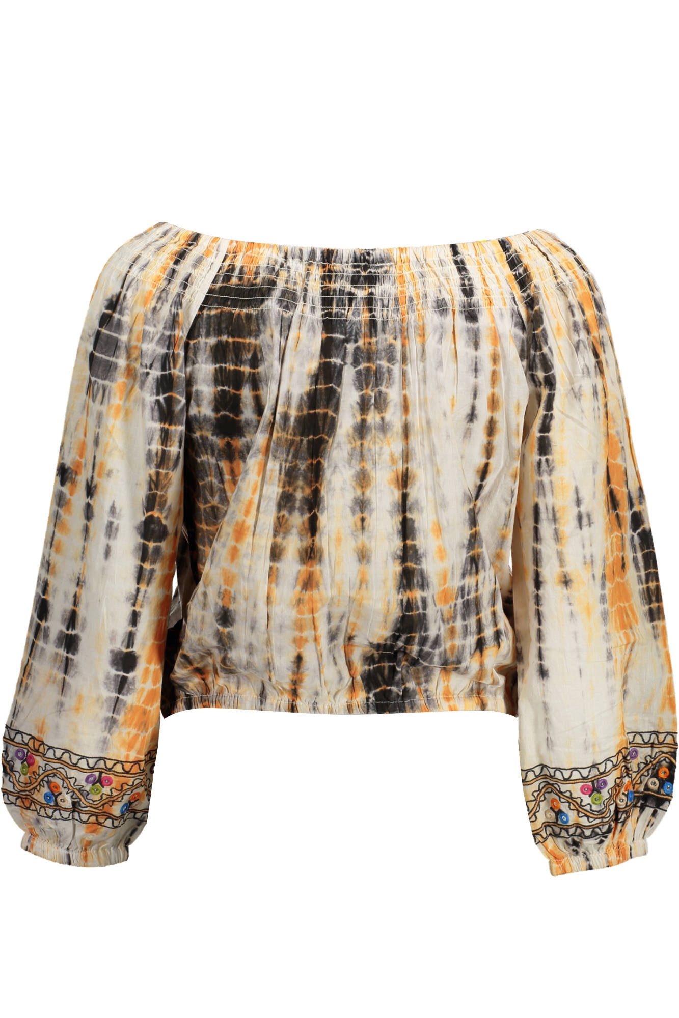 Desigual T-Shirt Beiges Damen Langarmshirt mit Kontrastdetails und