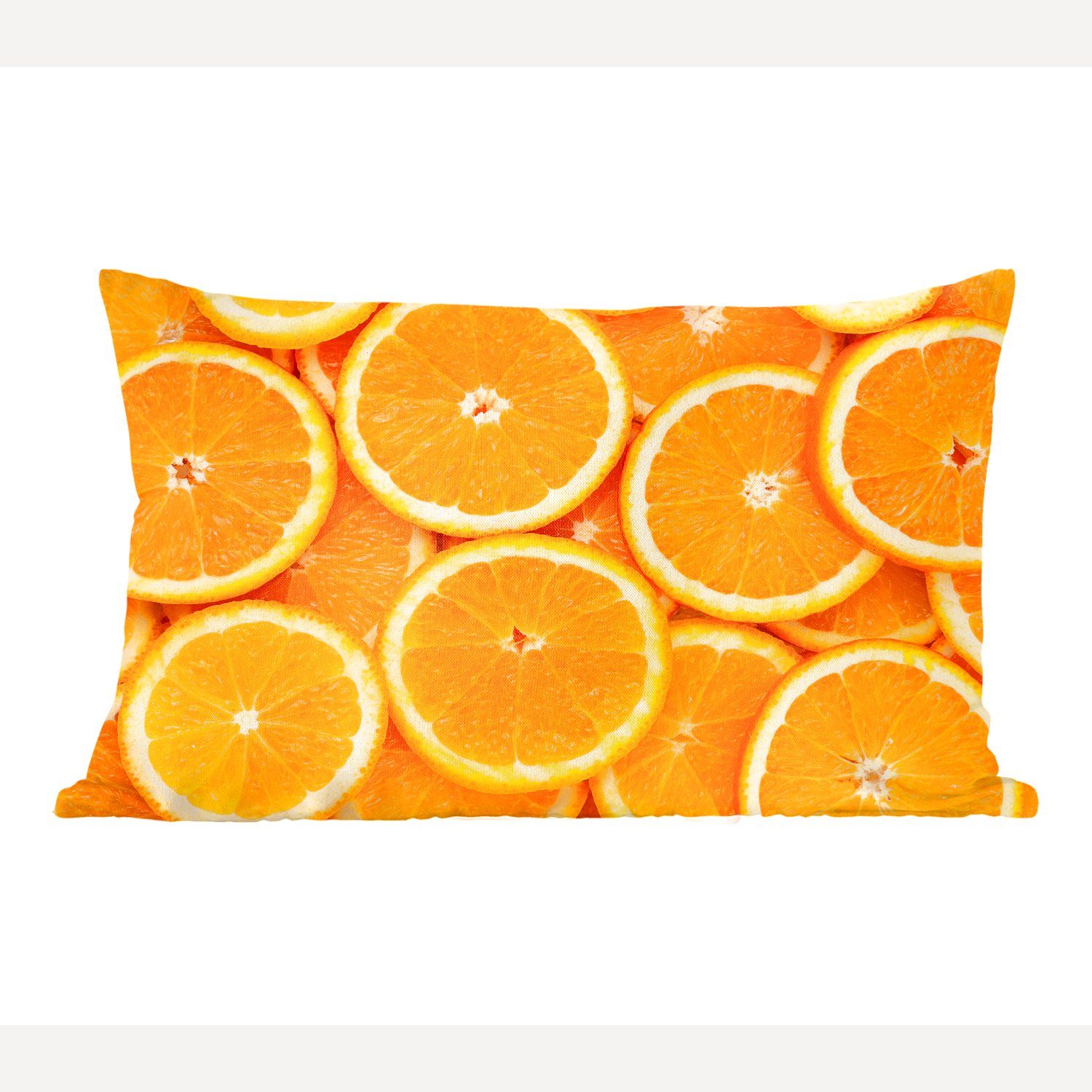 MuchoWow Dekokissen Orange - Obst - Orange, Wohzimmer Dekoration, Zierkissen, Dekokissen mit Füllung, Schlafzimmer