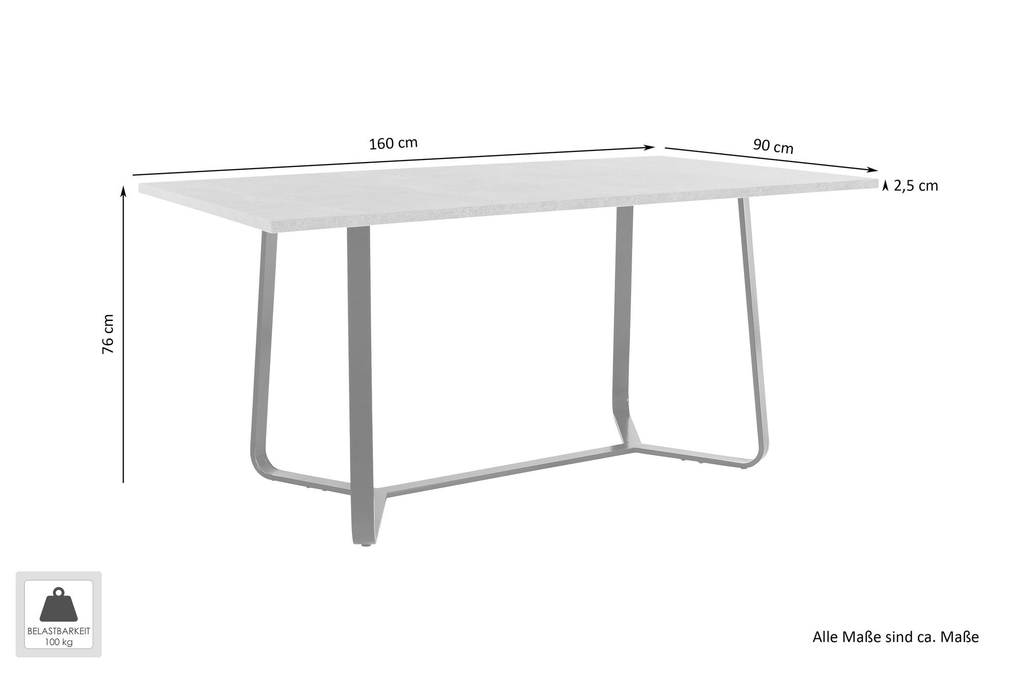 Esstisch cm), in TALEA Eiche/Artisan 160x76x90 möbelando (BxHxT: