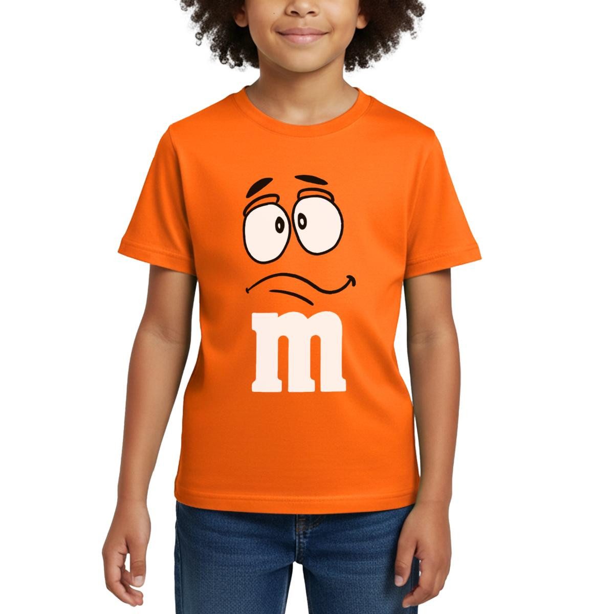 T-Shirt Oranges M Kostüm Mit Gesicht Karneval Gruppen Kinder T-Shirt
