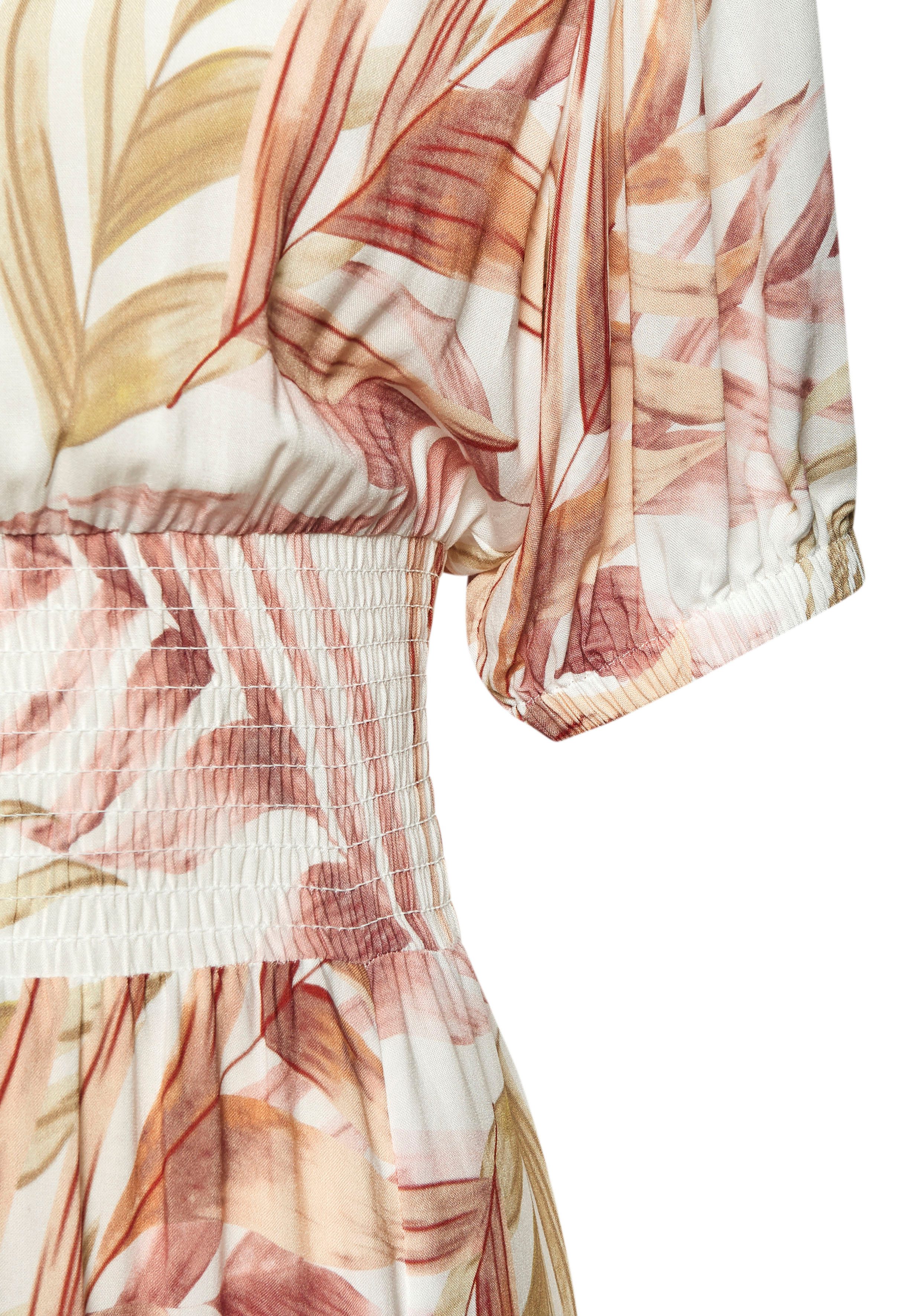 LASCANA Maxikleid mit Alloverdruck und V-Ausschnitt aus Webware Sommerkleid mit Puffärmeln, Elegantes Webkleid, Strandkleid