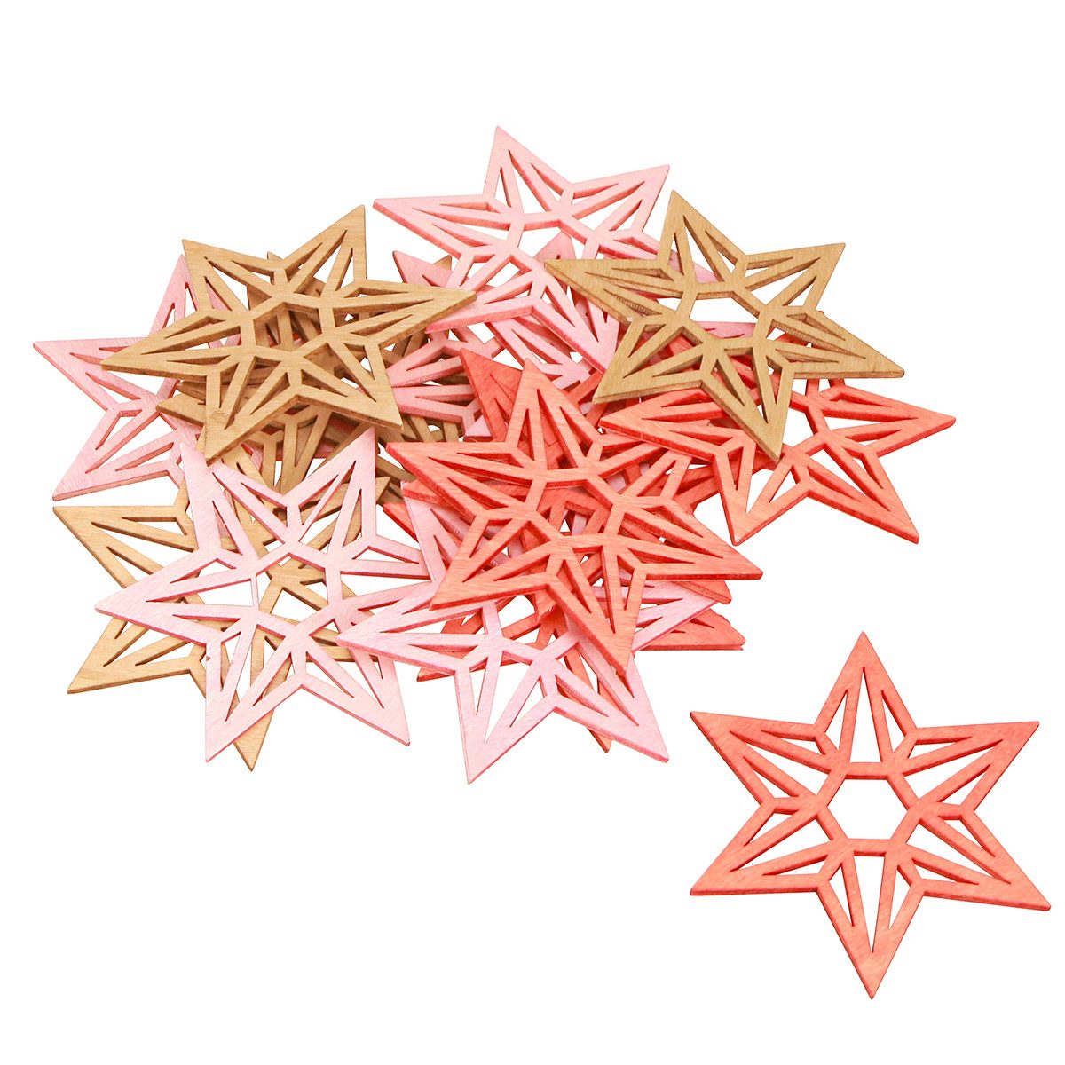 Florists Products Weihnachtsmann Holzsterne Weihnachtsdeko Orange 8cm 16 Stk DIY Kranz Tischdeko, 16 S