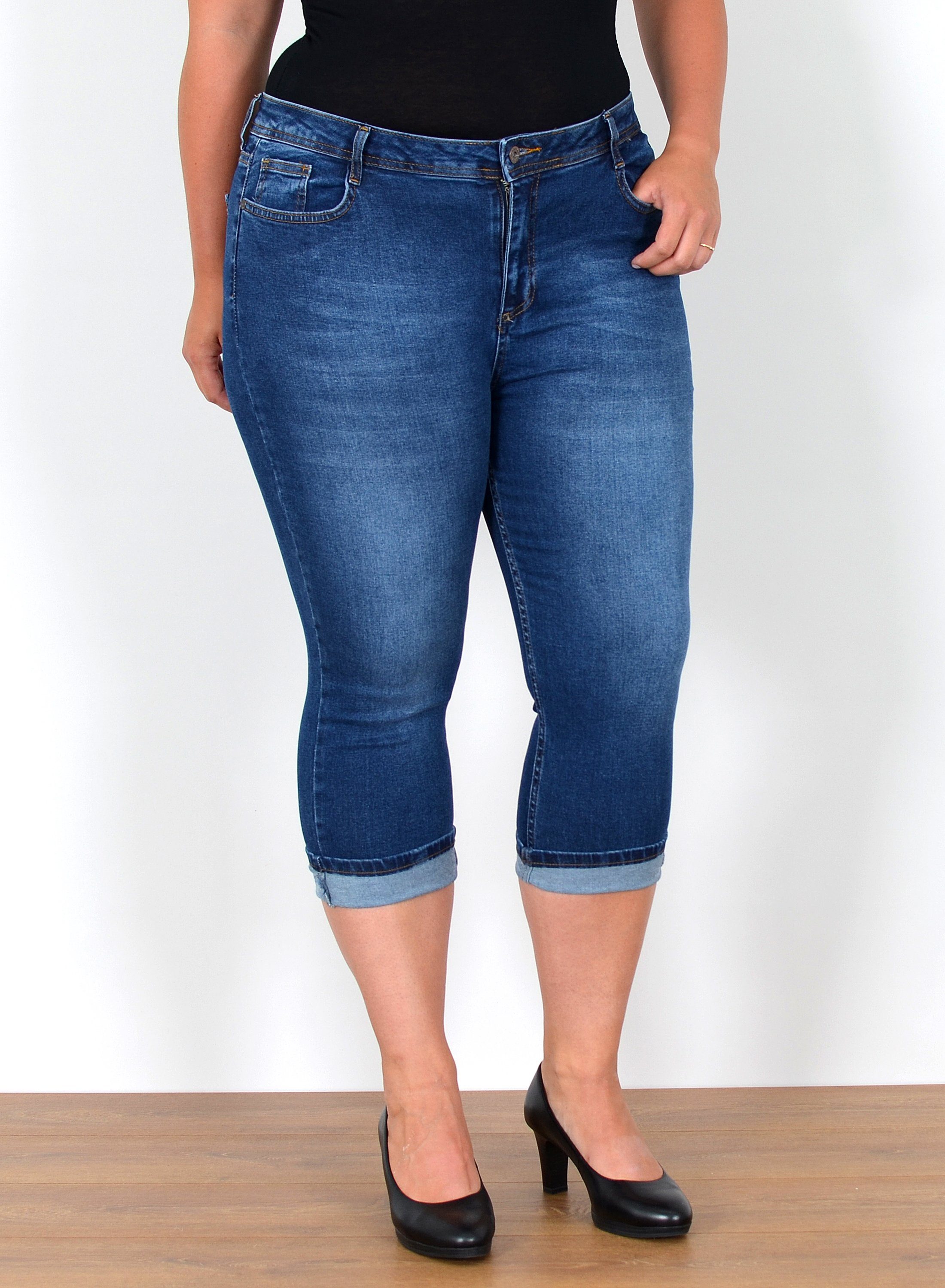 ESRA Caprijeans Capri Jeans Damen High Waist Hose 3 4 Jeans Damen Sommer bi günstig online kaufen