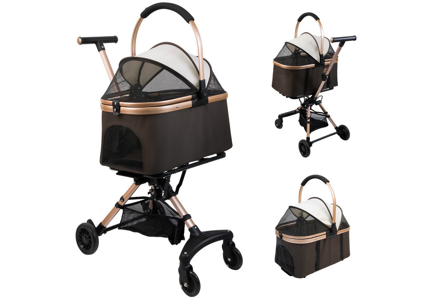 JEOBEST Hundebuggy 2 in1 Hunde Buggy Hundebox Tragetasche katzenwagen, (Hundetrolley, 1-tlg. Faltbarer) Oxford-Gewebe, 360° Rollen Design