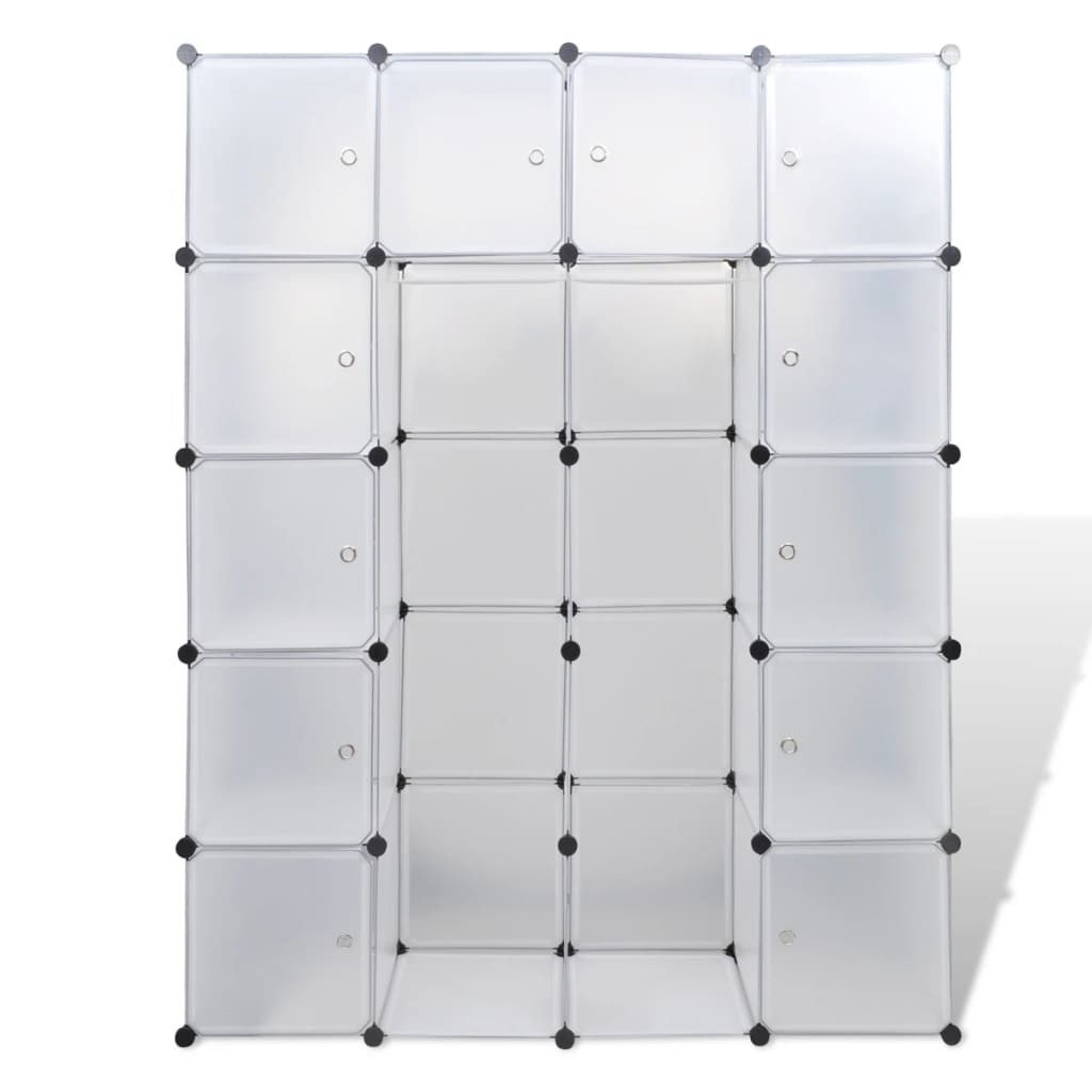 vidaXL Kleiderschrank Modularer Schrank mit 14 Fächern Weiß 37x146x180,5 cm