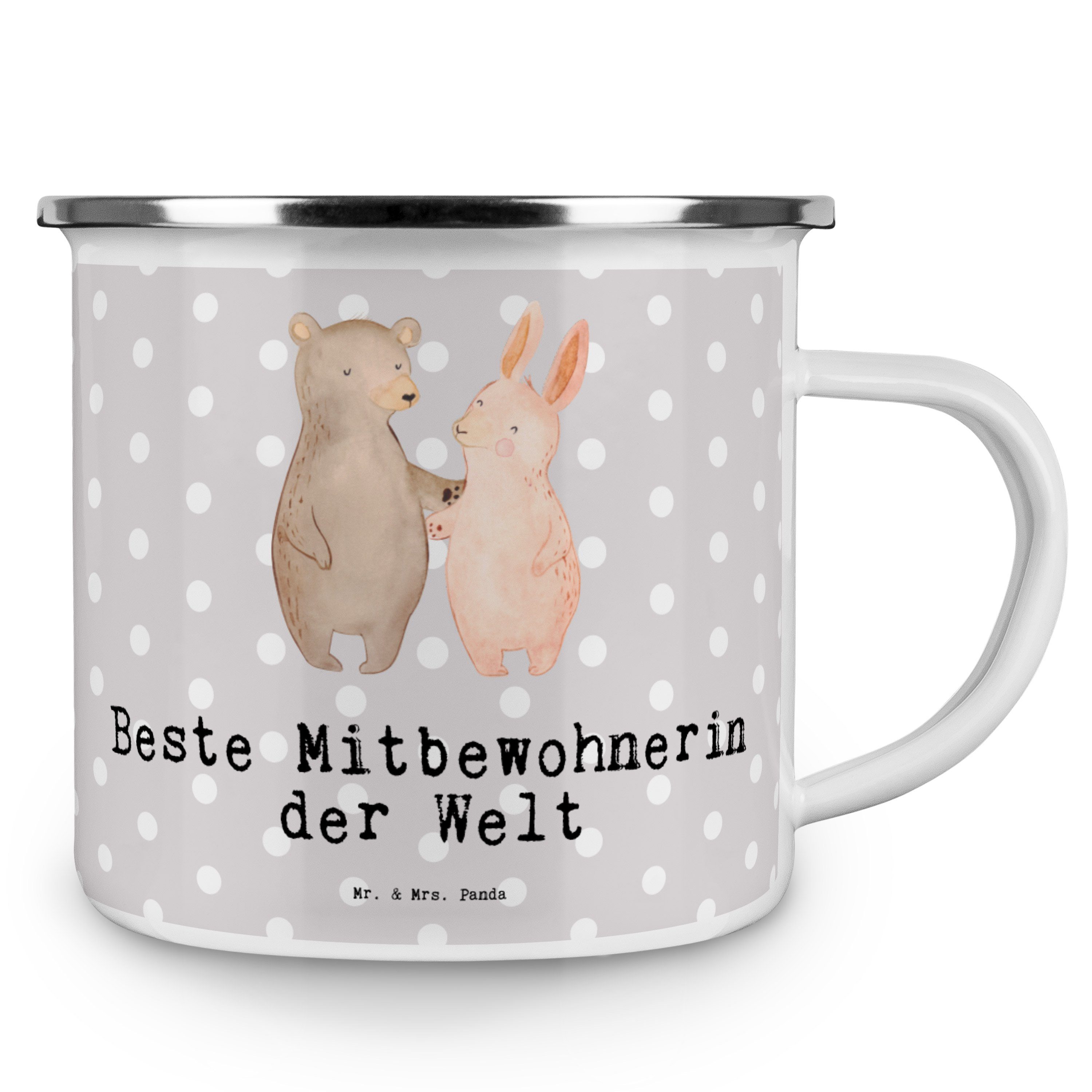 Panda Mr. Wohngeme, - Mitbewohnerin Welt Beste Mrs. Becher der Hase Grau Pastell - & Emaille Geschenk,