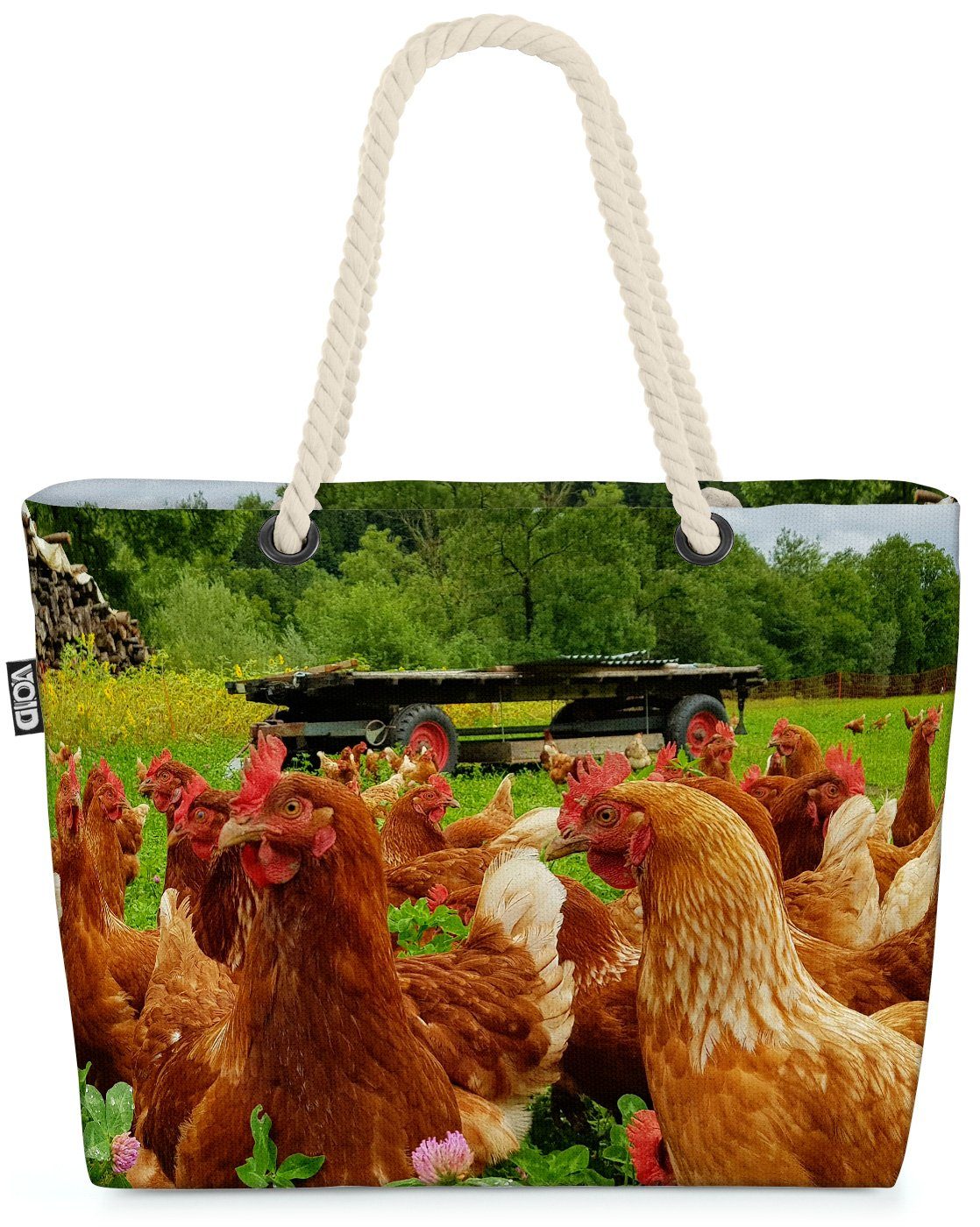 VOID Strandtasche (1-tlg), Hühner Ostern Beach Bag Hühner Bauernhof Hof Ostern Osterhase Garten Tiere Eier