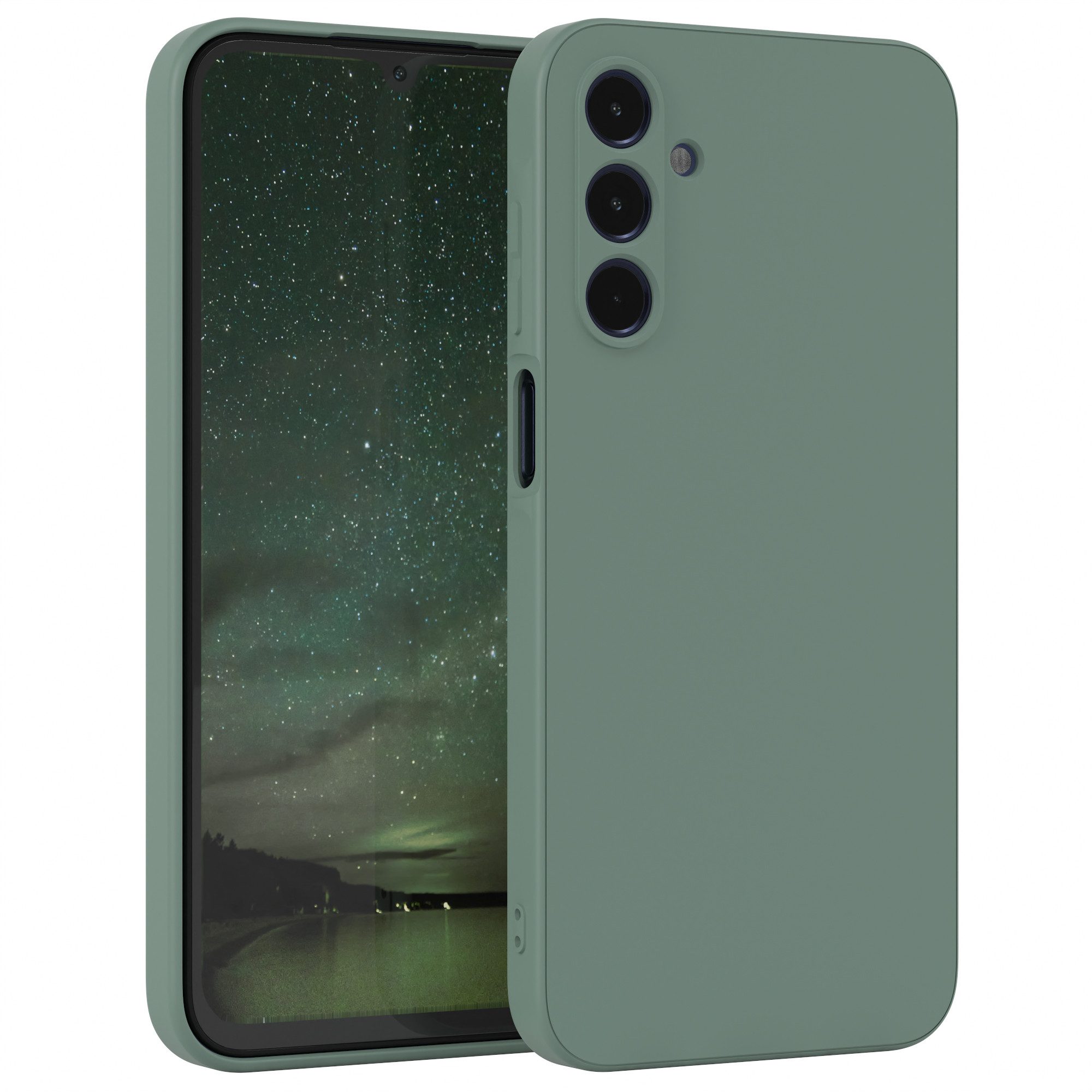 EAZY CASE Handyhülle für Samsung Galaxy A15 5G Hülle Silikon 6,5 Zoll, Schutzhülle mit Kameraschutz stoßfest telefonhülle Matt Dunkelgrün
