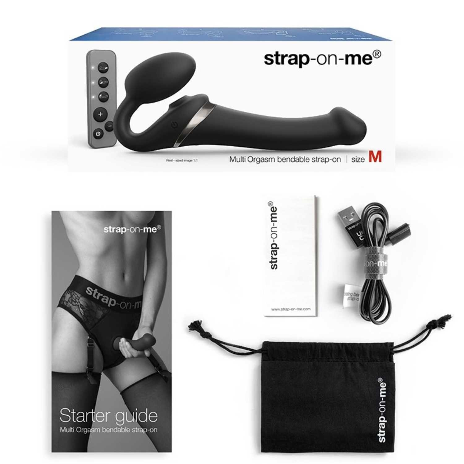 Multi Dildo Orgasm, Strap-on-Dildo schwarz Strapon strap-on-me® Strapless XL