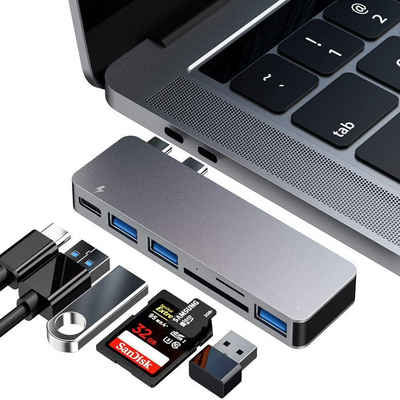 Mmgoqqt »USB C Hub Adapter für MacBook Pro/Air M1 2020 2019 2018, 6 in 1 USB-C Zubehör kompatibel mit MacBook Pro 13 Zoll und 15 Zoll mit 3 USB 3.0 Anschlüssen, TF/SD Kartenleser, USB-C Power Lieferung« USB-Adapter