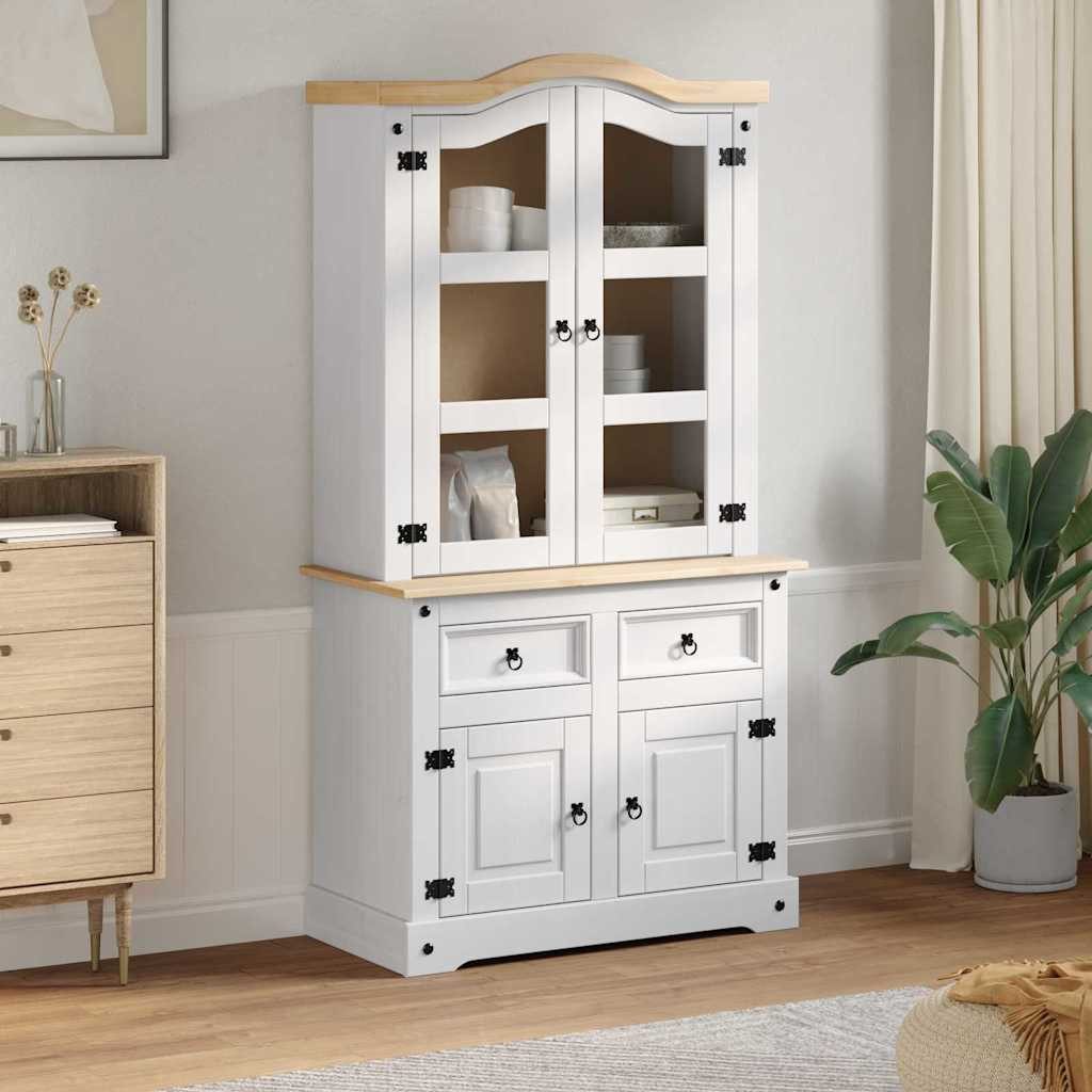 vidaXL Sideboard Sideboard CORONA Weiß 100 x 48,5 x 179 cm Massives Kiefernholz (1 St)