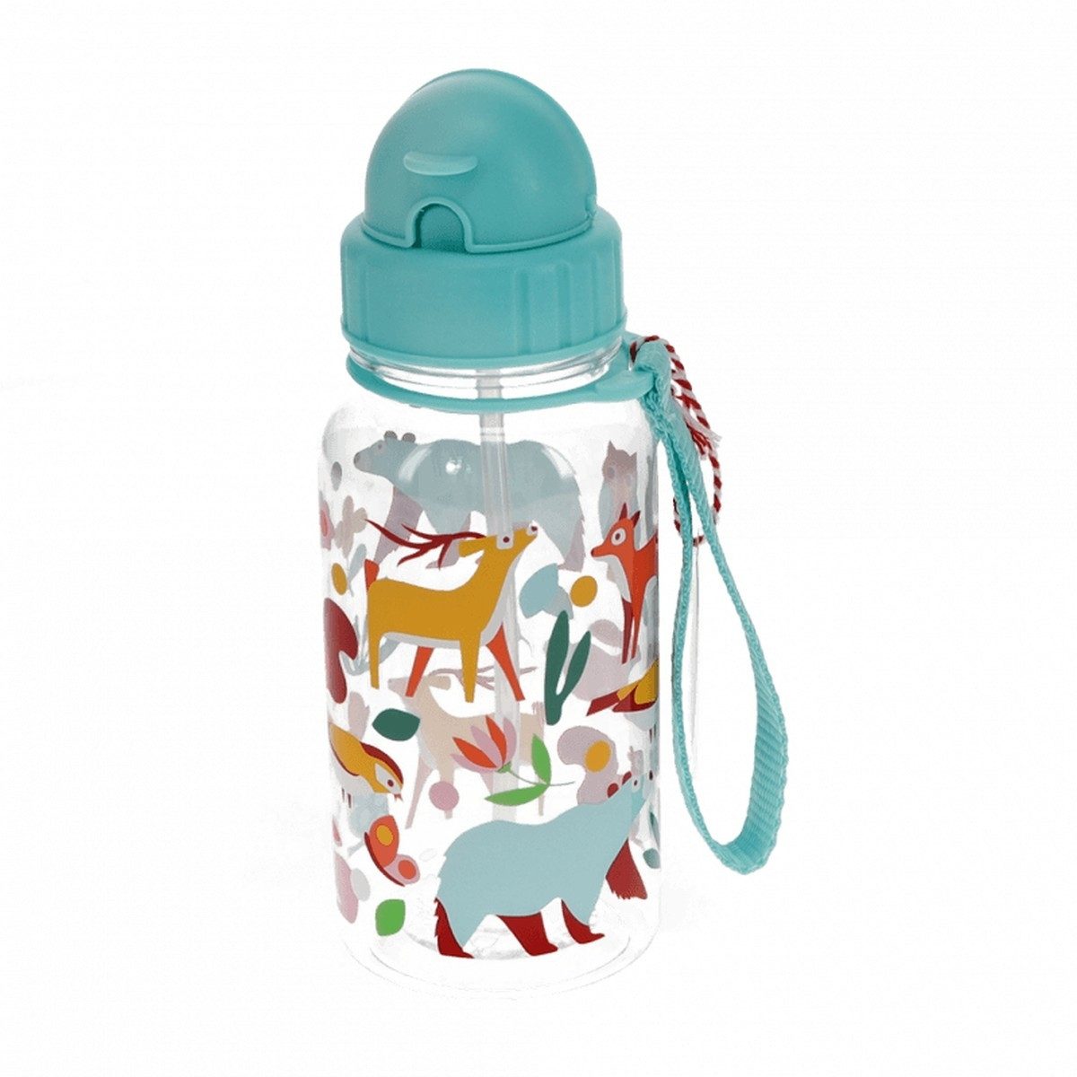 Rex London Trinkflasche Kinder Trinkflasche 500 ml mit Trinkhalm H 19 cm Ø 7 cm