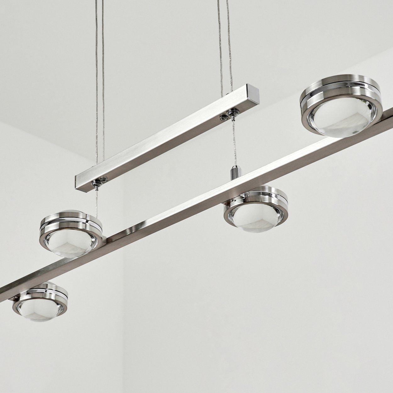 Pendelleuchte bis Metall/Glas Kelvin, max. höhenverstellbar Pendellampe 2016 173cm, 3000 26, Watt 4 Hängeleuchte moderne aus Nickel-matt/Klar, in hofstein »Ceregate« Lumen,