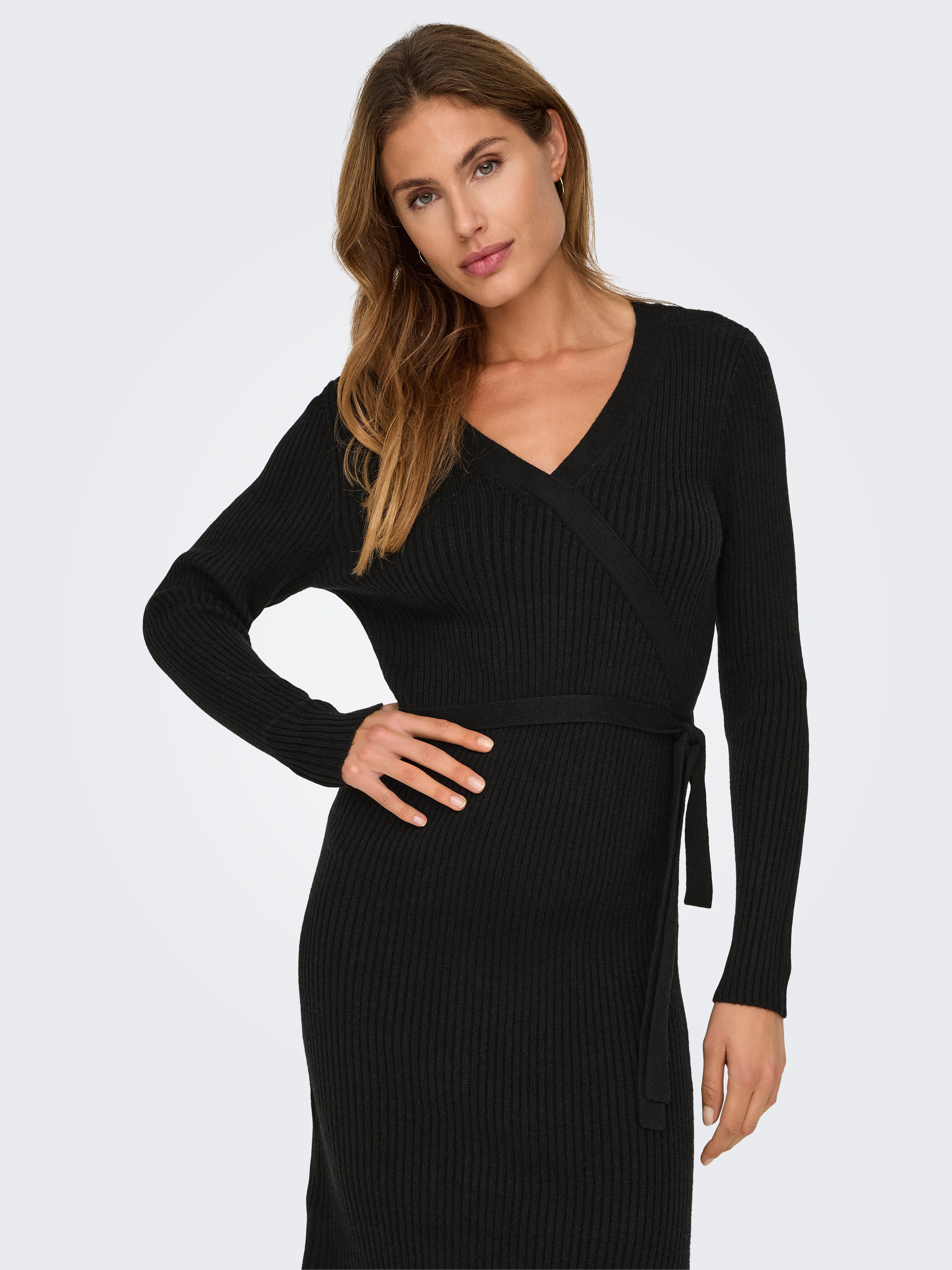 ONLY Strickkleid ONLVENLO L/S RIB WRAP günstig online kaufen