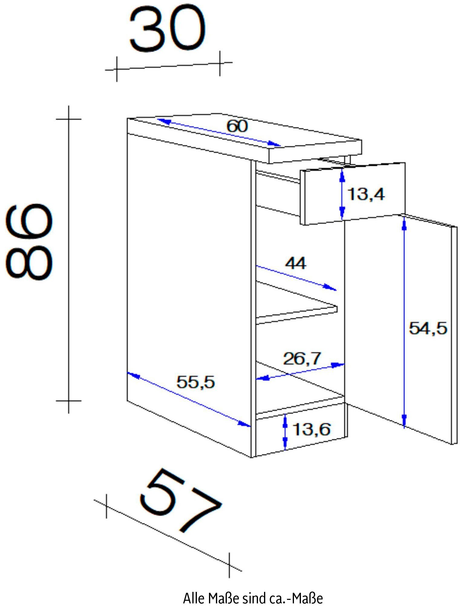 86 60 cm x Riva 30 x H x (B x Unterschrank Flex-Well T)