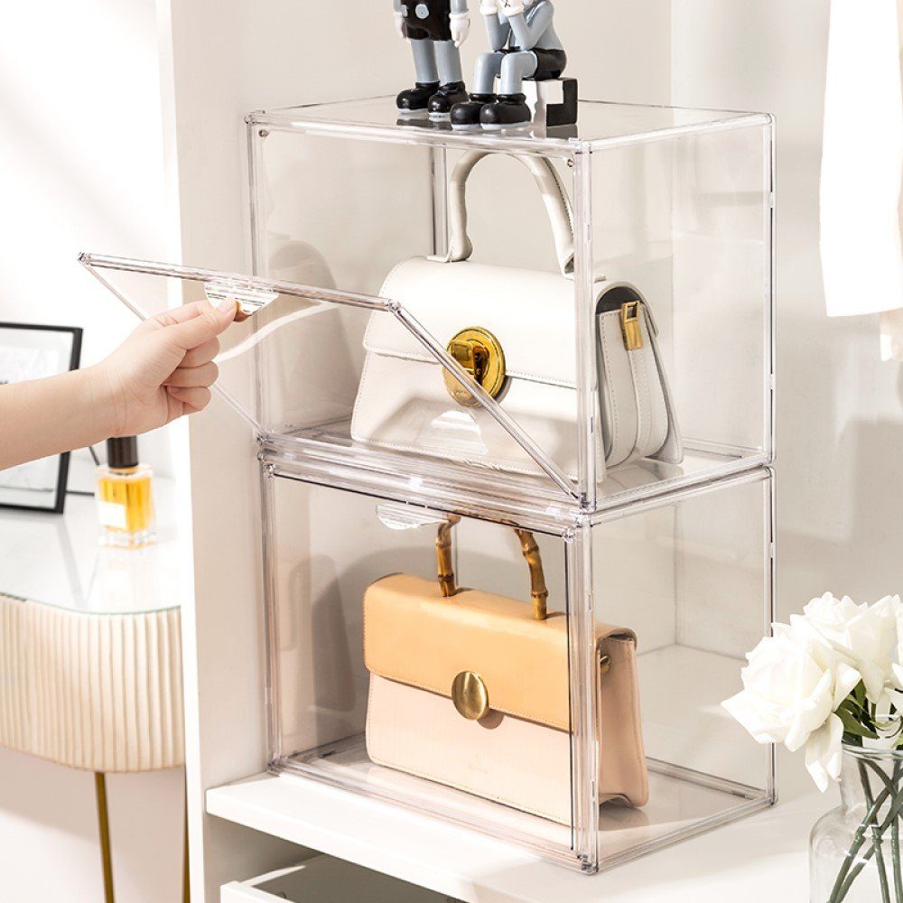 Creliv Vitrine Handtaschen Aufbewahrung – transparente Vitrine für Designer Taschen (1-St., 36x27x22cm) für Schuhe, Figuren, Modelle