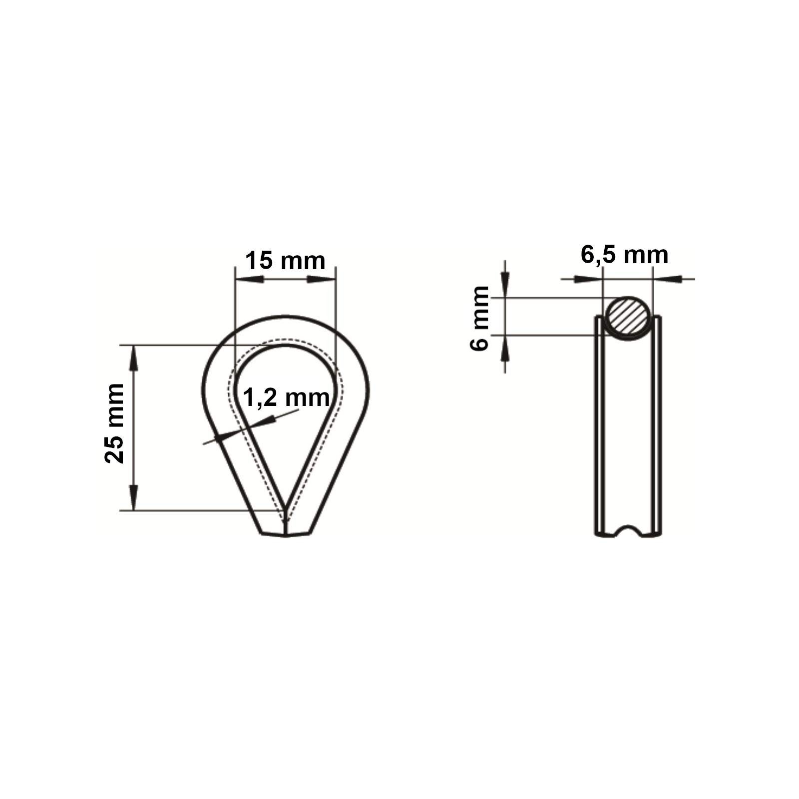 SO-TECH® Drahtseilklemme Drahtseilkausche für 6 mm Edelstahl V4A AISI 316, rostfrei & salzwasserbeständig