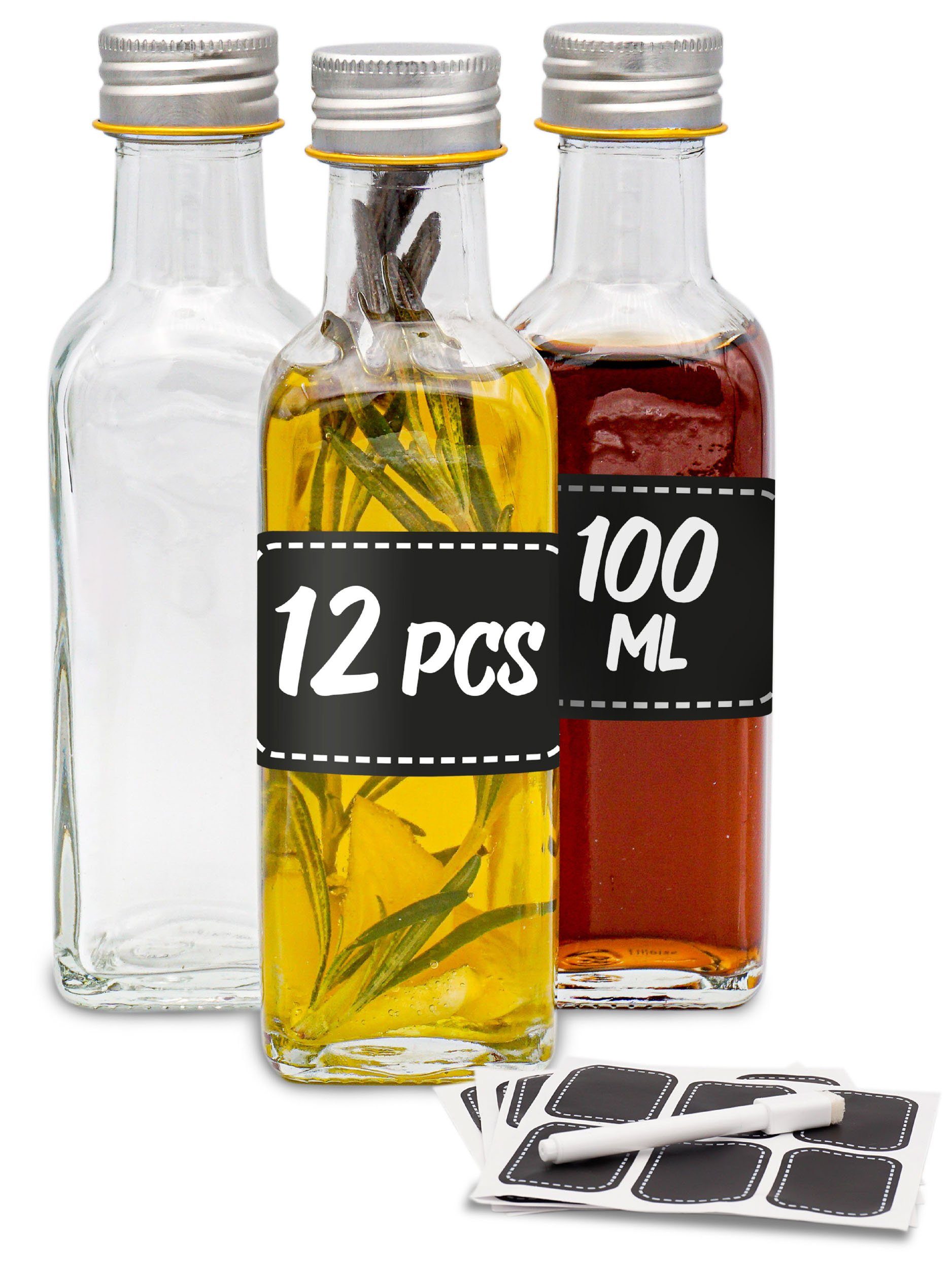 Praknu Trinkflasche »12 Flaschen Schraubverschluss 100ml«,  Schraubverschluss - 12 Etiketten mit Stift - Leere Flaschen online kaufen |  OTTO