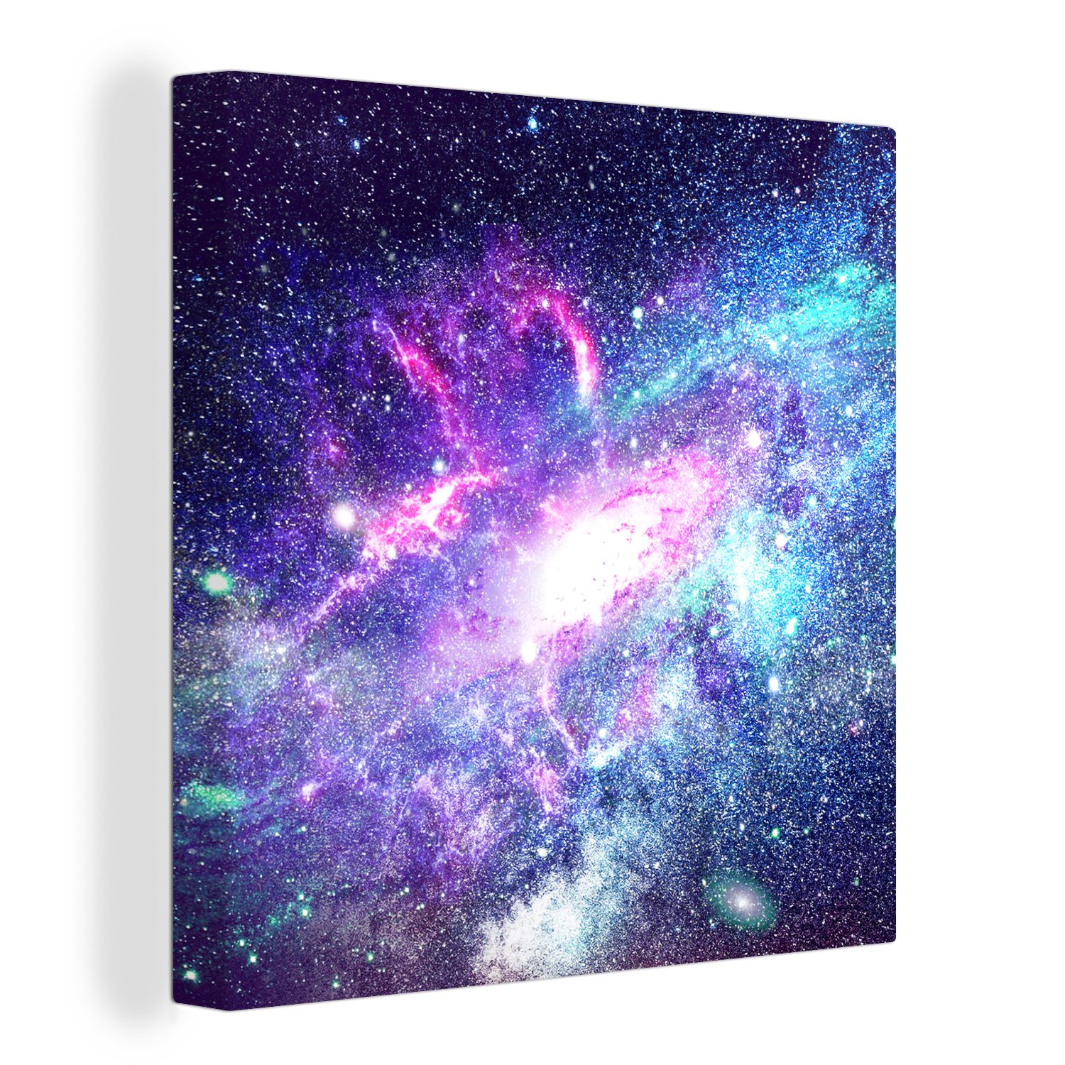 OneMillionCanvasses® Leinwandbild Weltraum - Sterne - Blau, (1 St), Leinwand Bilder für Wohnzimmer Schlafzimmer