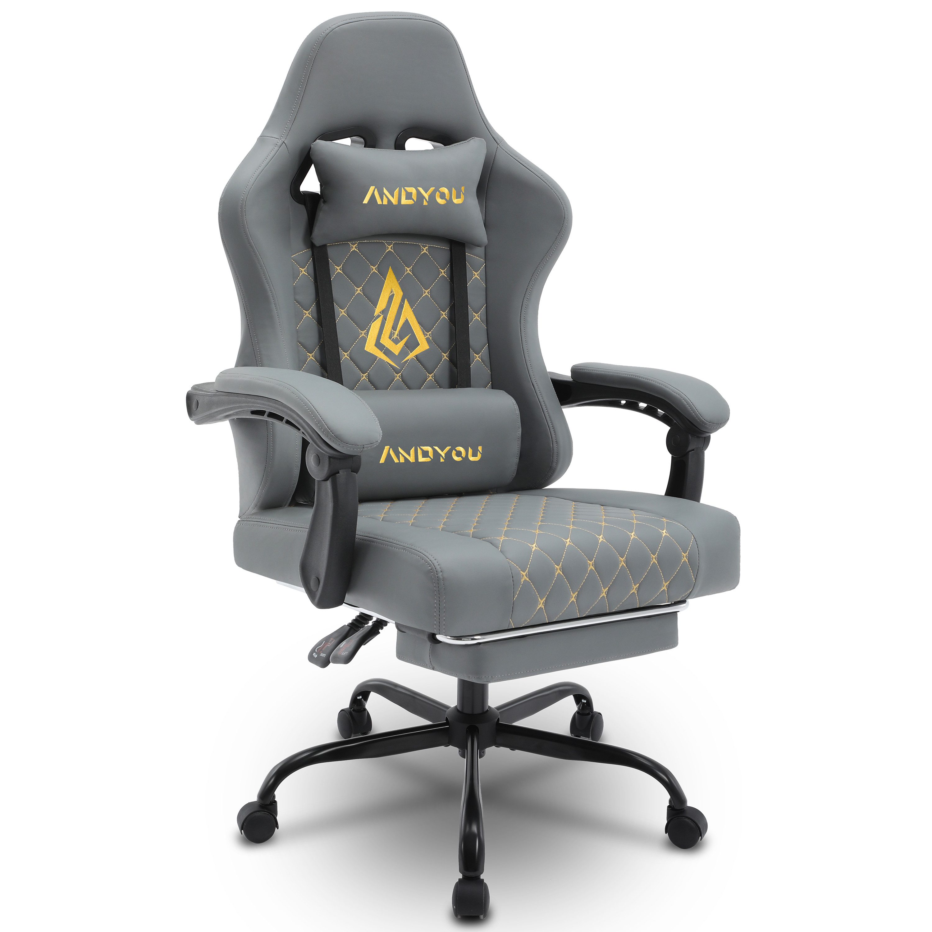 ANDYOU Gaming-Stuhl mit Lendenwirbelstütze, Fußstütze und günstig online kaufen