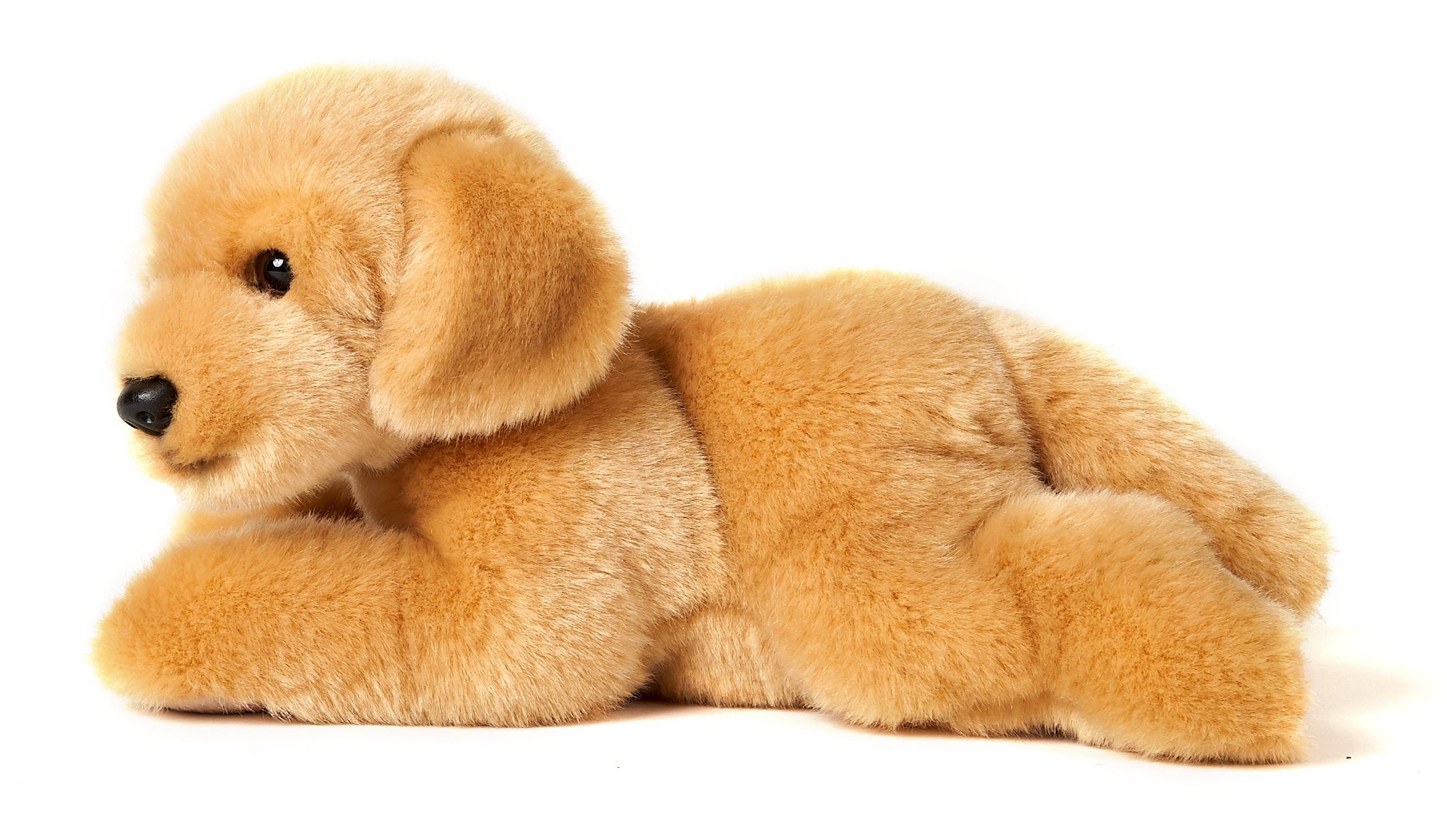 Uni-Toys Kuscheltier Welpe, liegend - versch. Hunde - 23/24 cm (Länge) - Plüsch, Plüschtier, zu 100 % recyceltes Füllmaterial
