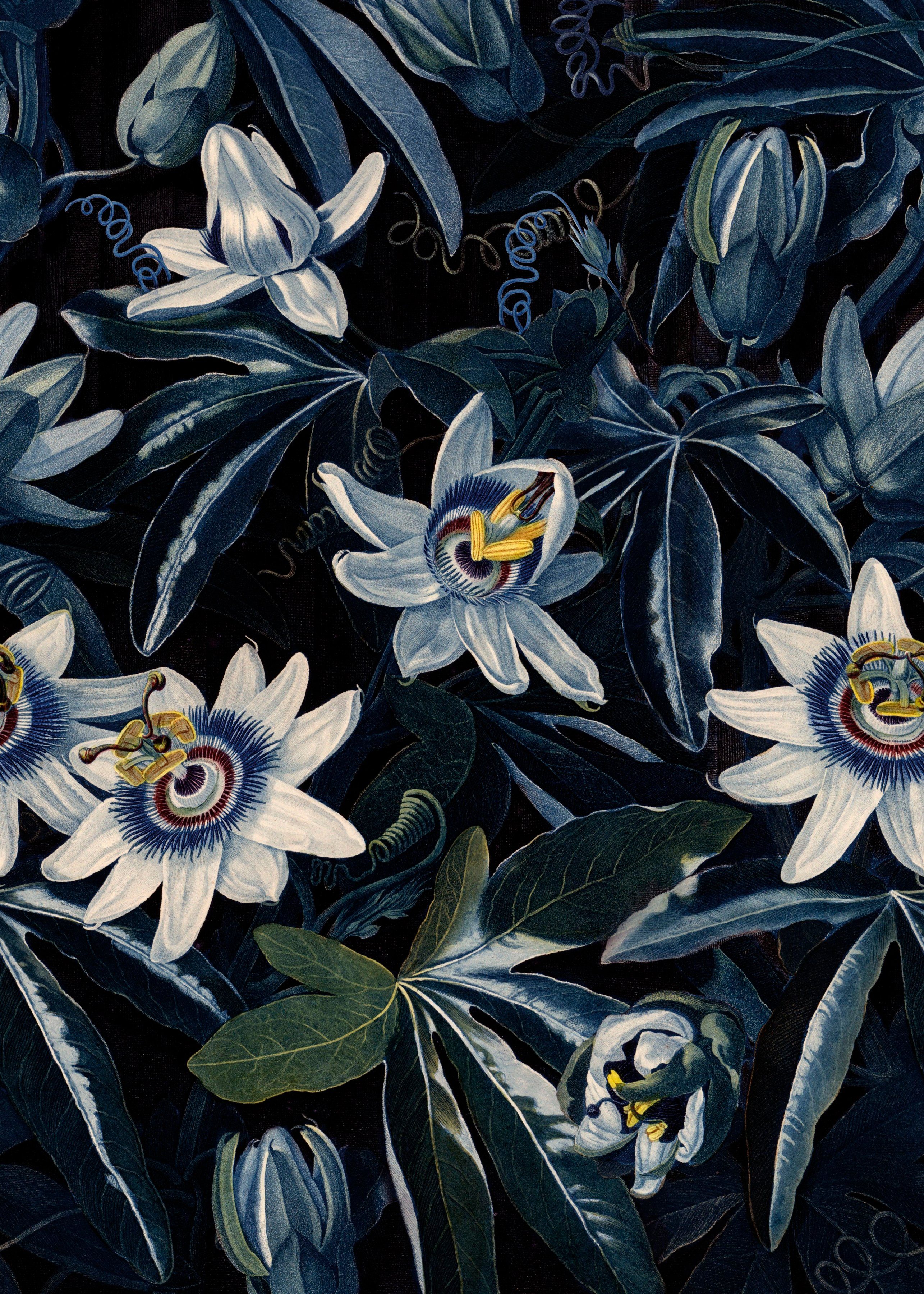 Art for the home Fototapete Blumenmeer, glatt, geblümt, (6 St), Blumenmeer Passionsblume280x200 cm