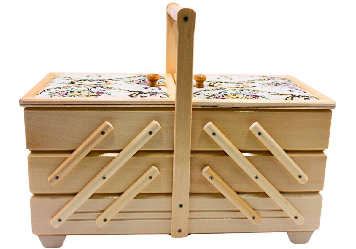 Dekohelden24 Nähkorb Hochwertiger Nähkasten, Nähkästchen aus Furnierholz, cm