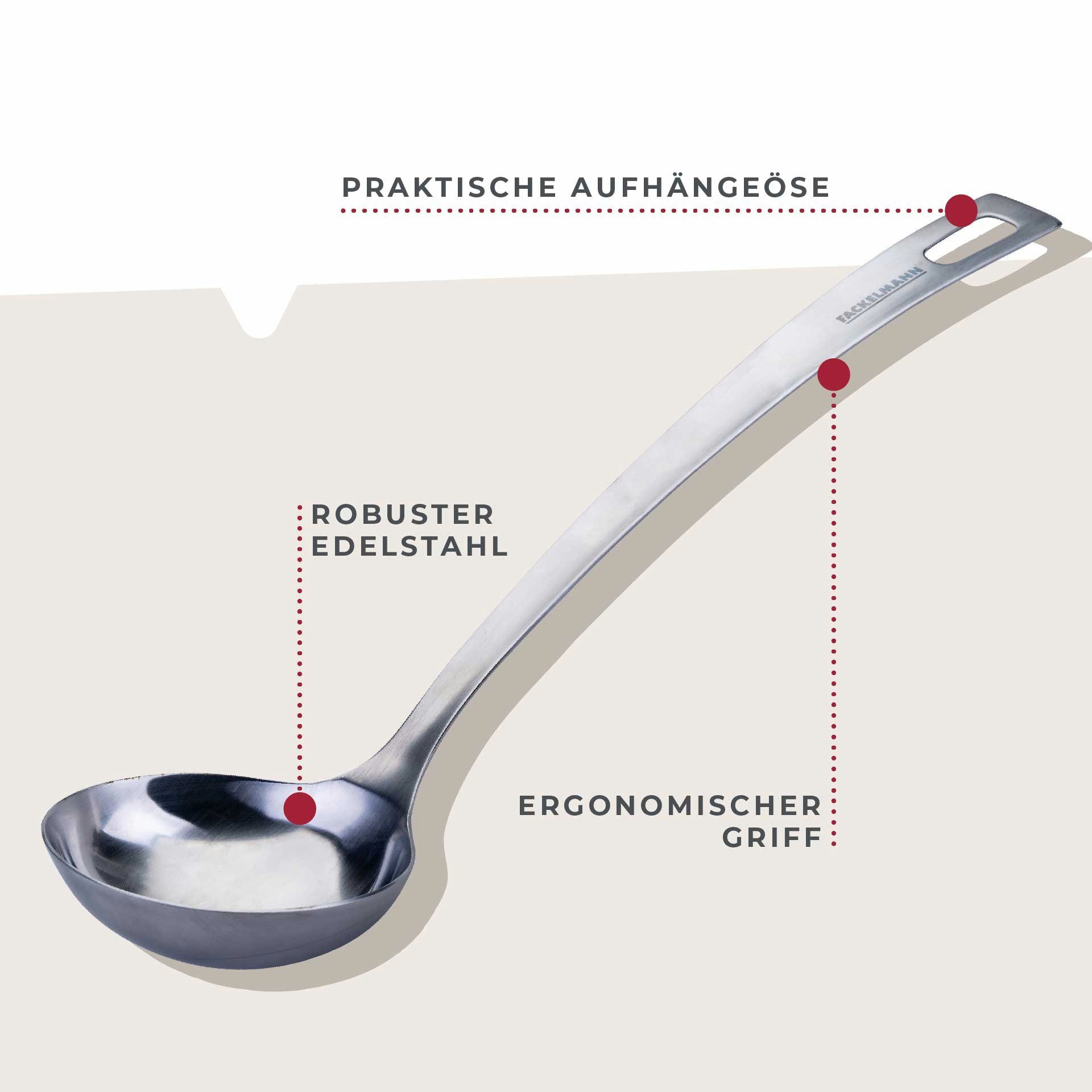 FACKELMANN Schöpflöffel Soßenlöffel, Edelstahl-Küchenhelfer, Servierlöffel