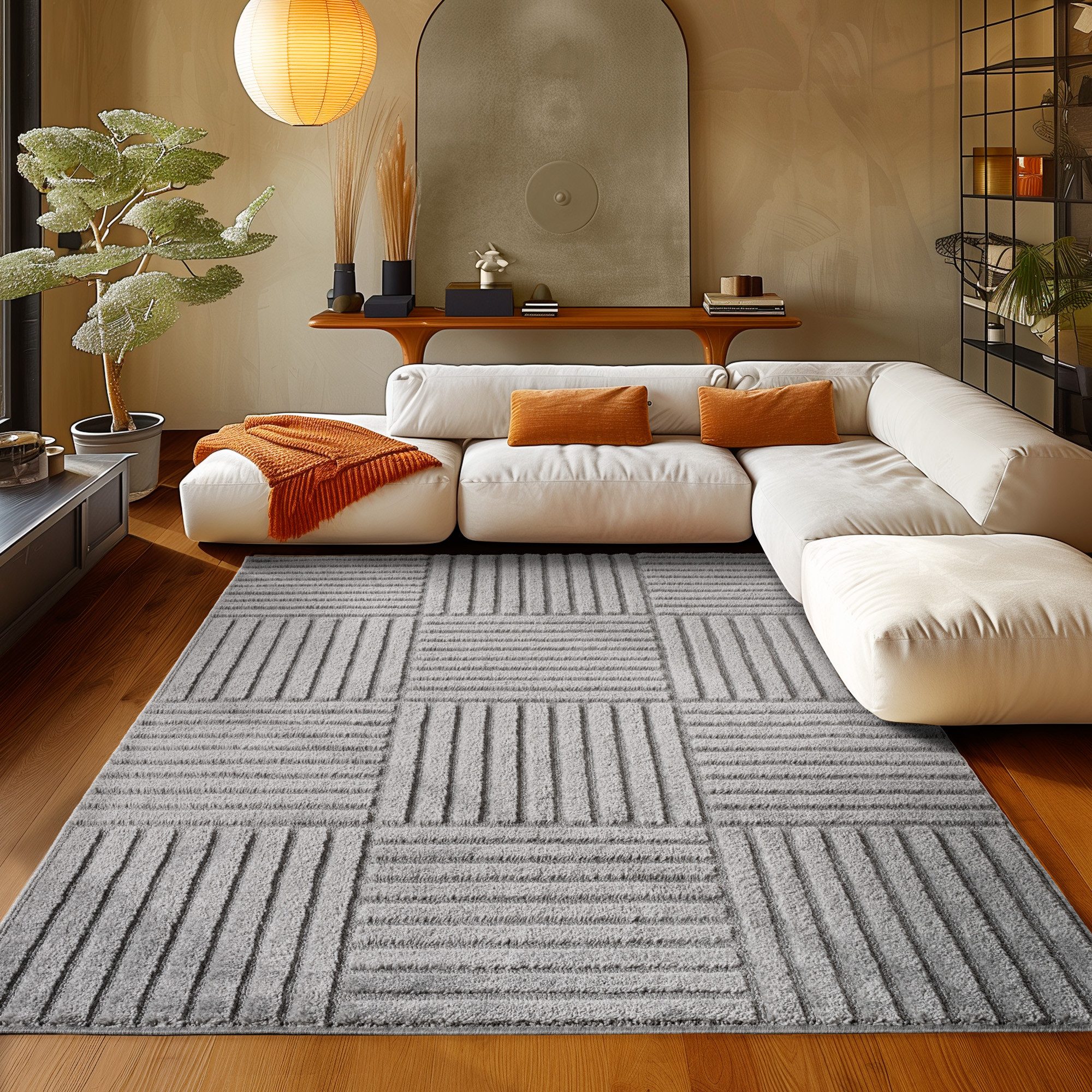 Teppium Hochflor-Teppich Boho-Design, Rechteckig, Höhe: 20 mm, Teppich Wohnzimmer Boho Design 3D Optik Skandinavische Stil