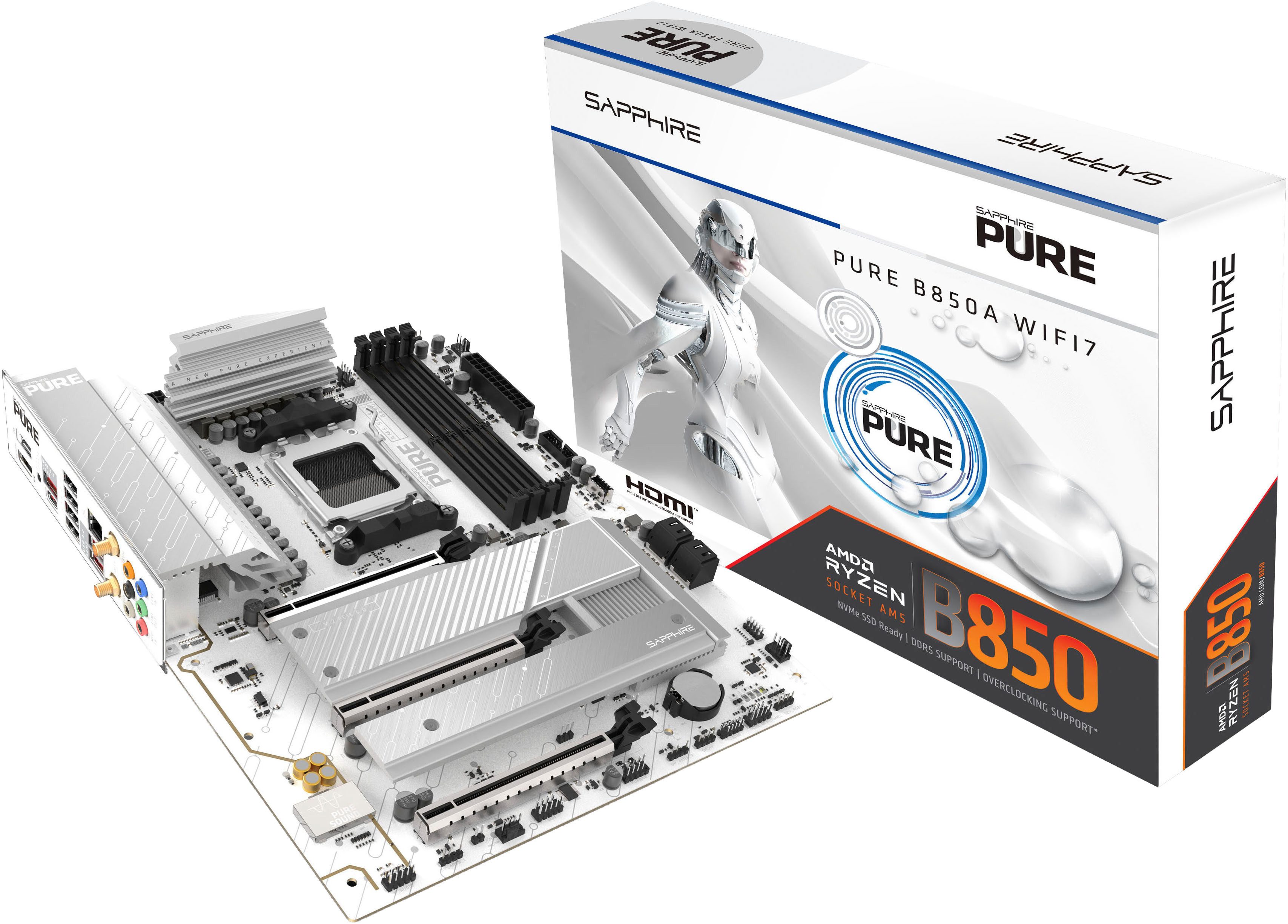 Sapphire PURE B850A WIFI 7 Mainboard RGB-LED-Lichtleiste