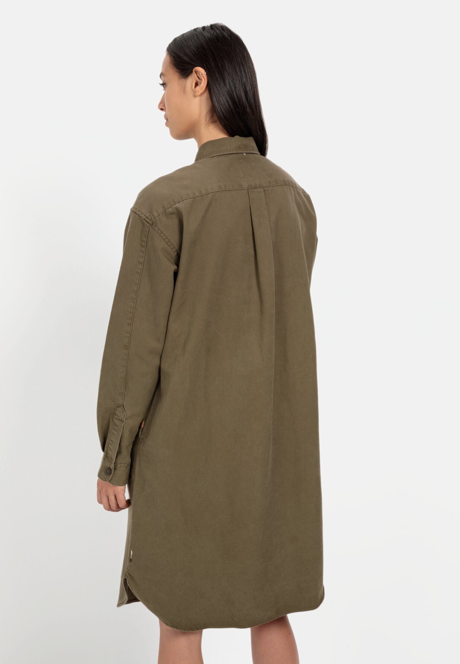 camel active Blusenkleid mit Stoffbindegürtel Langarm Kentkragen (1-tlg) günstig online kaufen