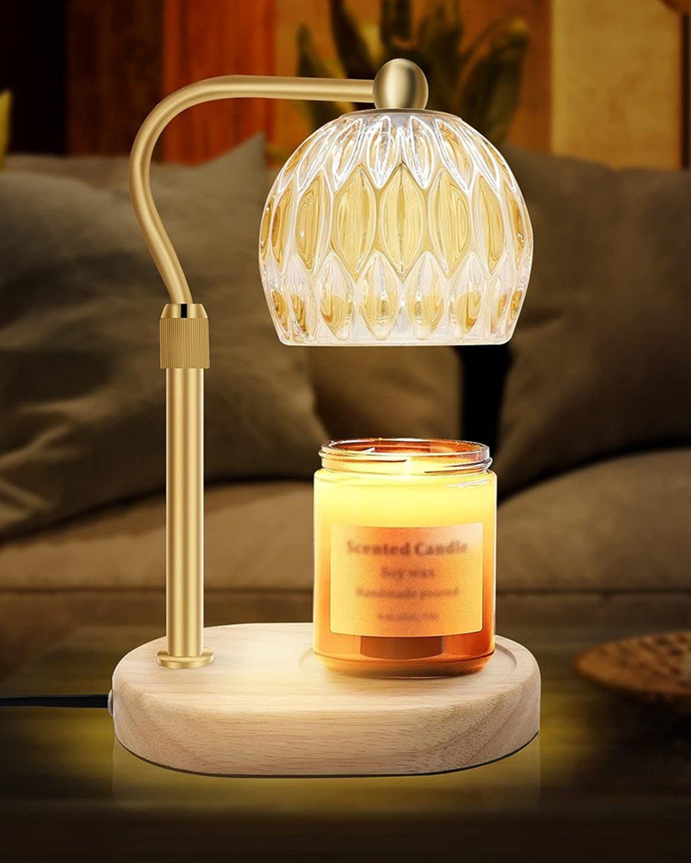 Dekorative LED Schreibtischlampe Kerzenwärmerlampe mit Timer und Dimmer,  höhenverstellbare, Kerzenwärmer mit 2 * 50-W-Glühbirnen, ohne Flamme | Tischleuchten