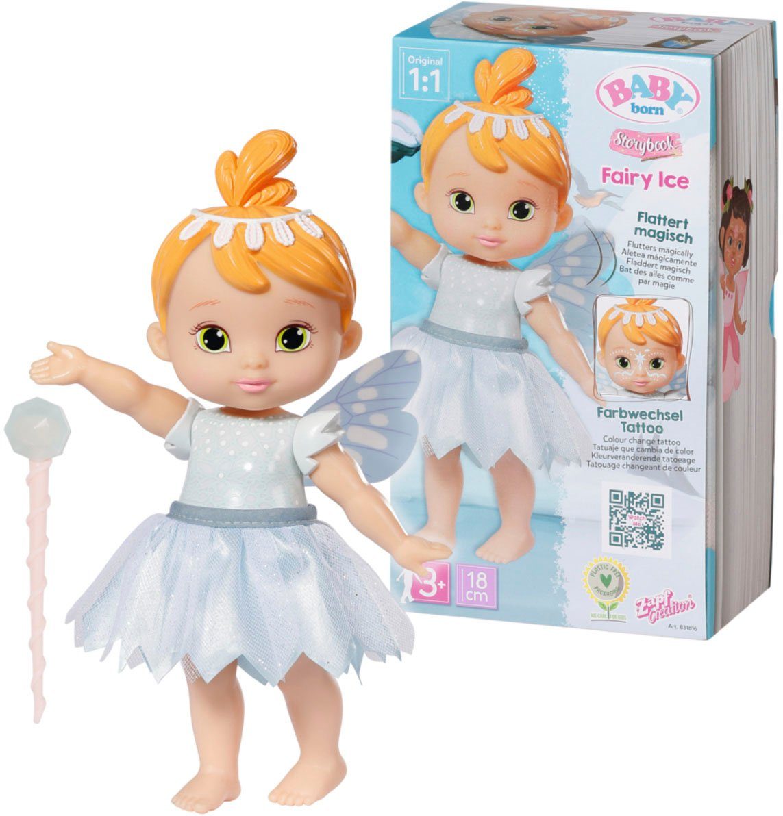 cm, Storybook Stehpuppe Lichteffekten Born Fairy Baby 18 Ice, mit