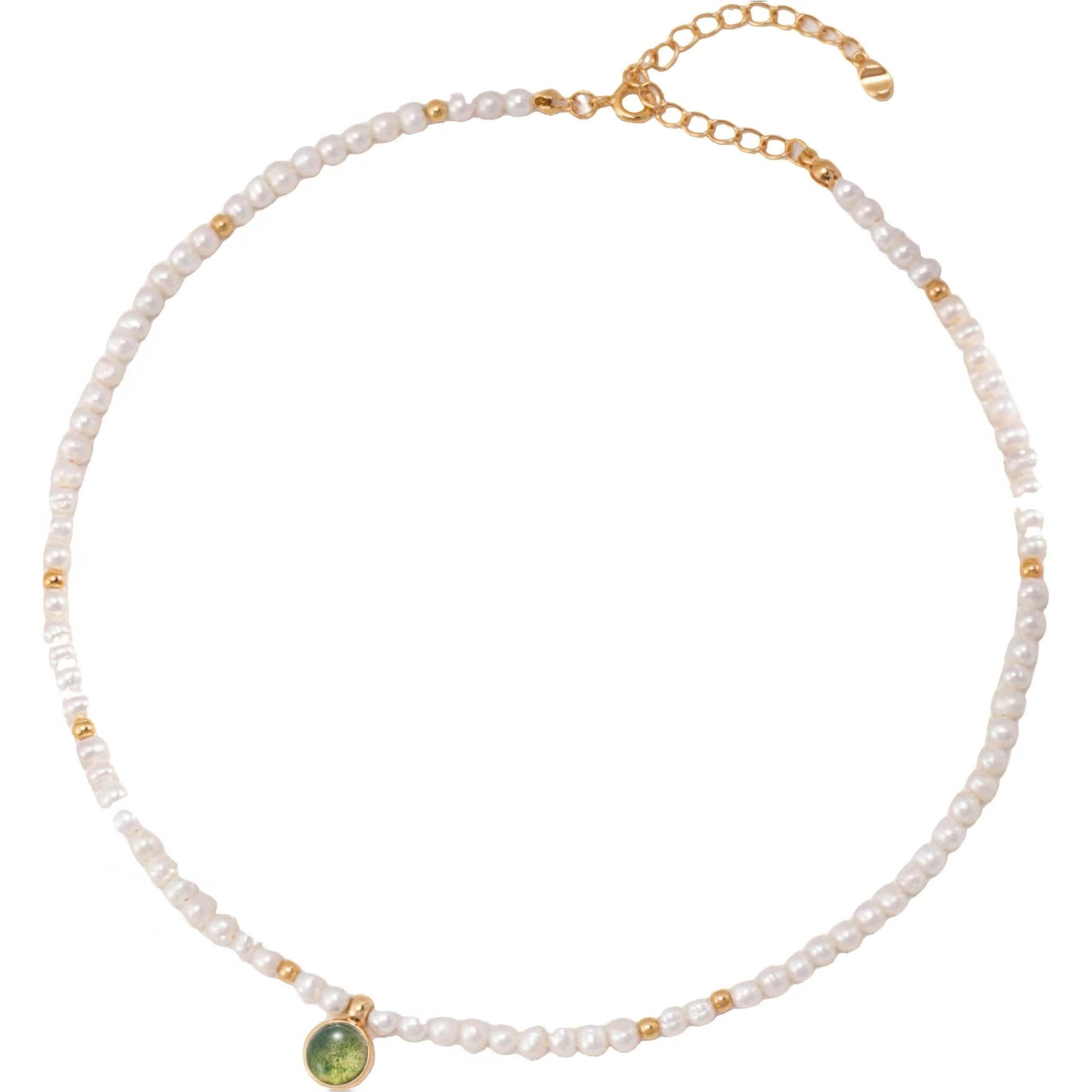 Silberkette Damen-Halskette, Perlenkette Achat-Halskette, Anhänger-Halskette